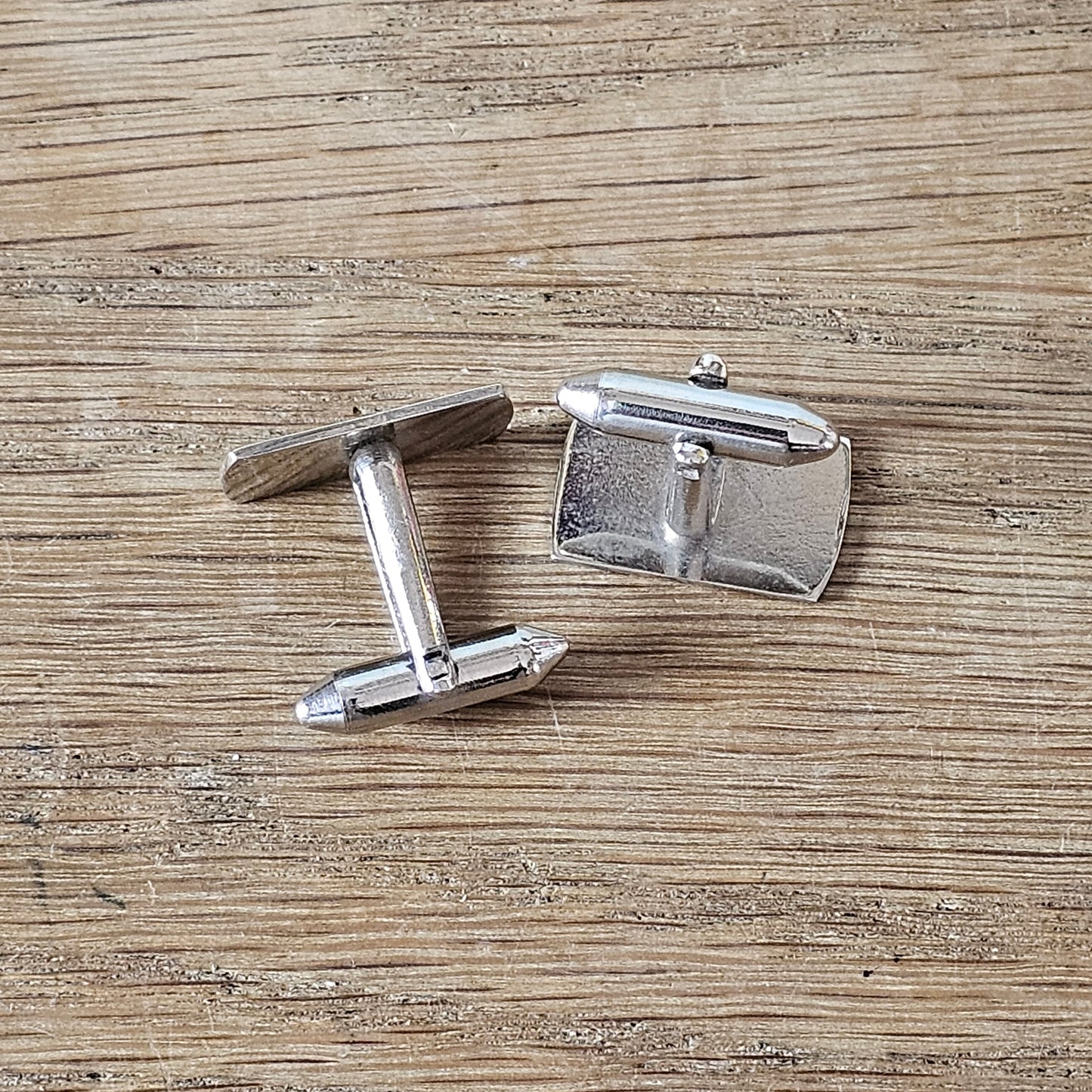 1960s Lambourne silver-tone etched rectangular cufflinks