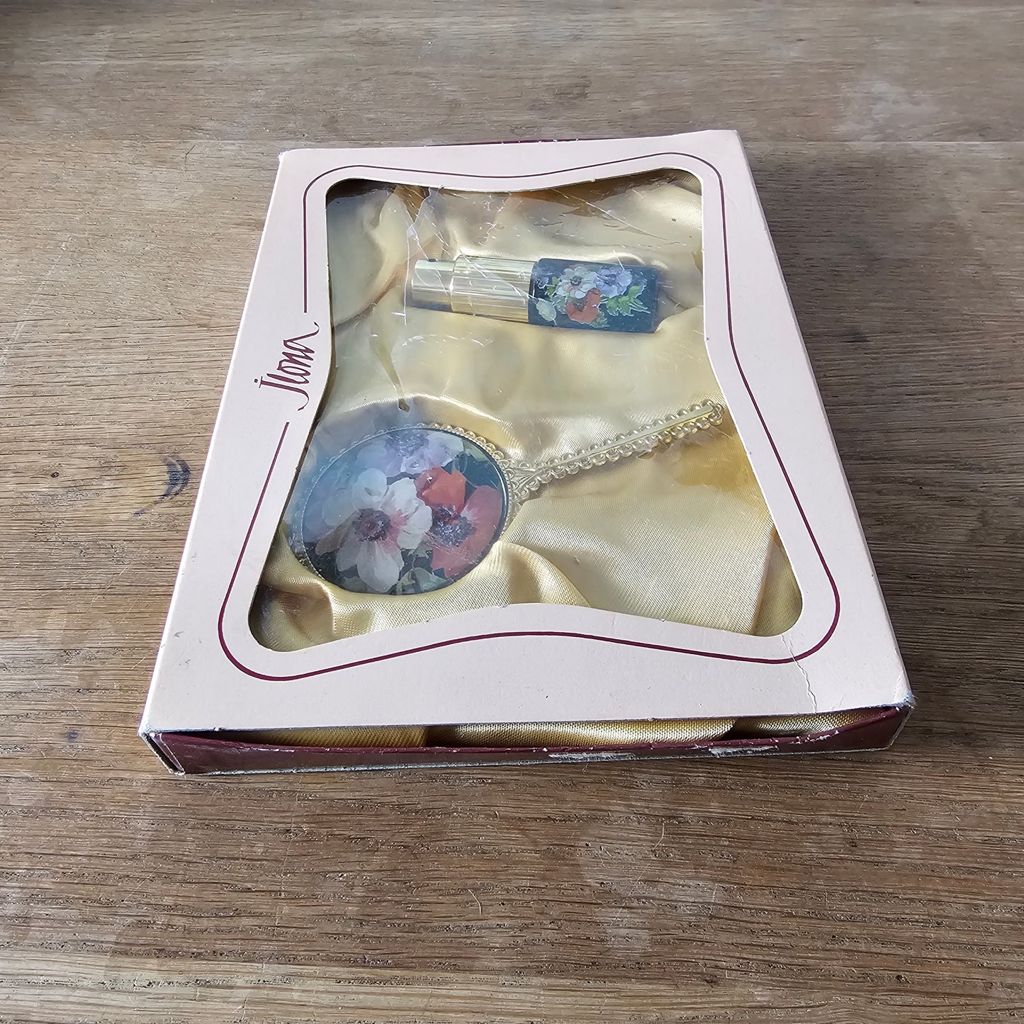1970s Jlona floral vanity set with hand mirror & perfume atomiser