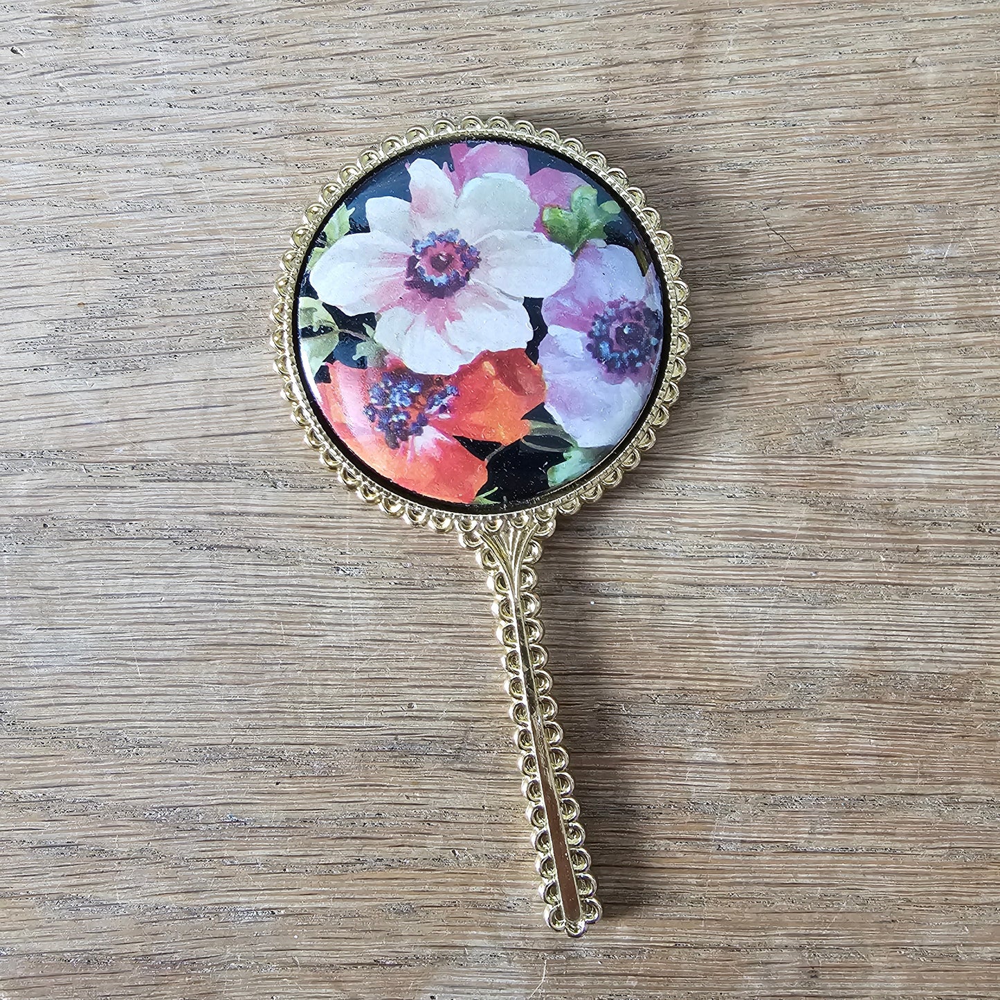 1970s Jlona floral vanity set with hand mirror & perfume atomiser
