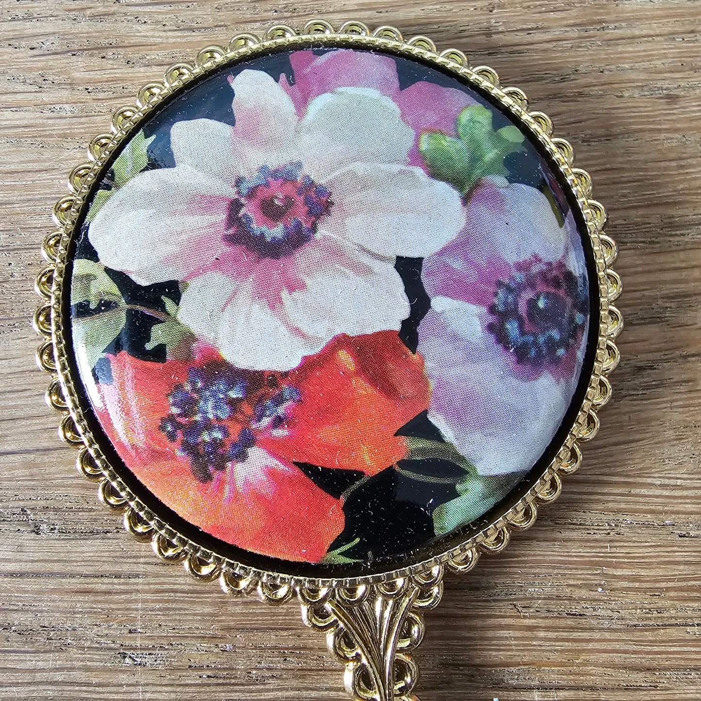 1970s Jlona floral vanity set with hand mirror & perfume atomiser