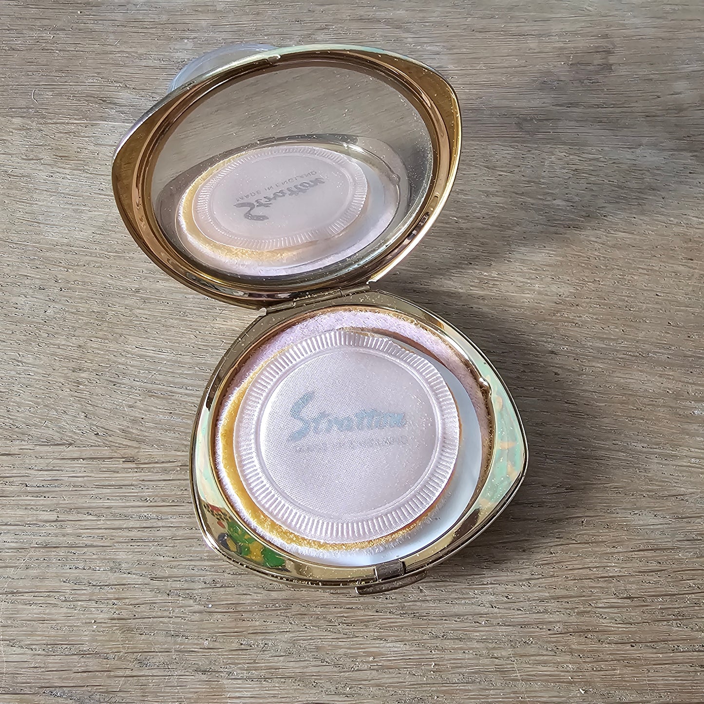 1960s Stratton tangerine/orange enamel compact & lipstick case duo