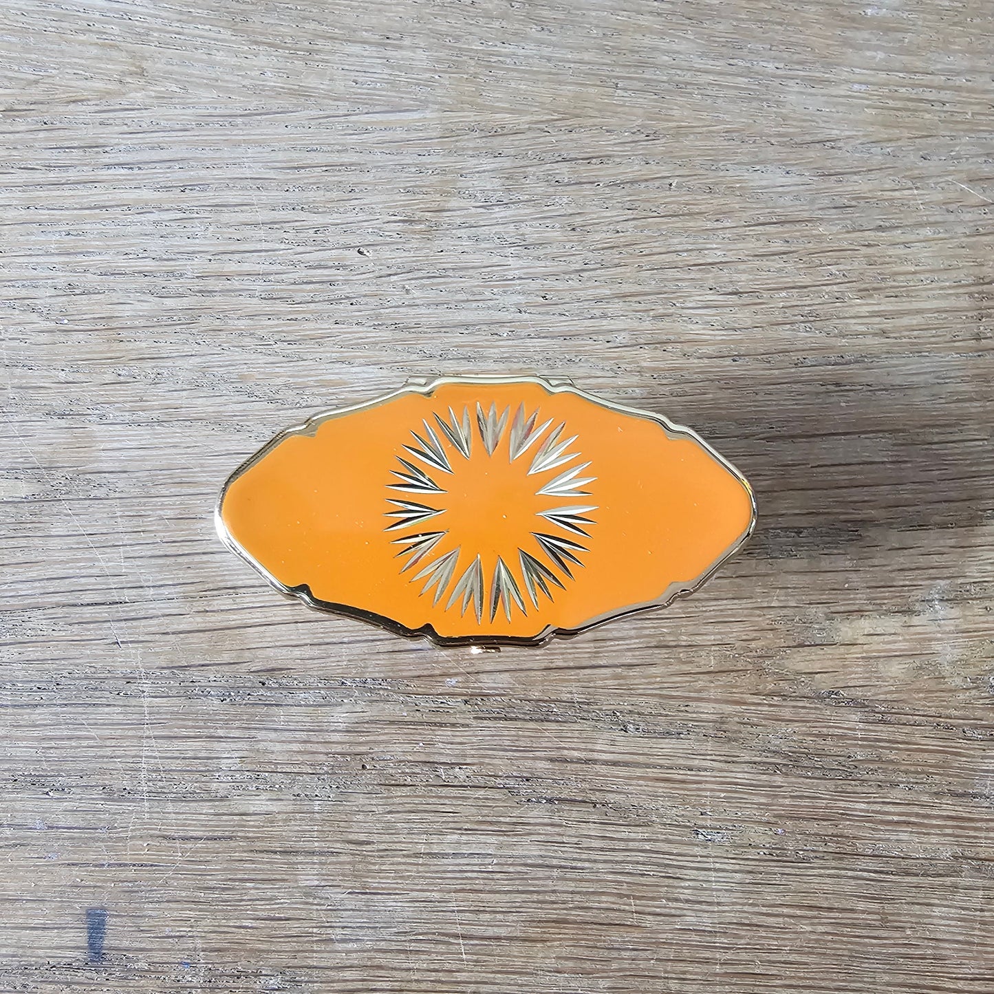 1960s Stratton tangerine/orange enamel compact & lipstick case duo