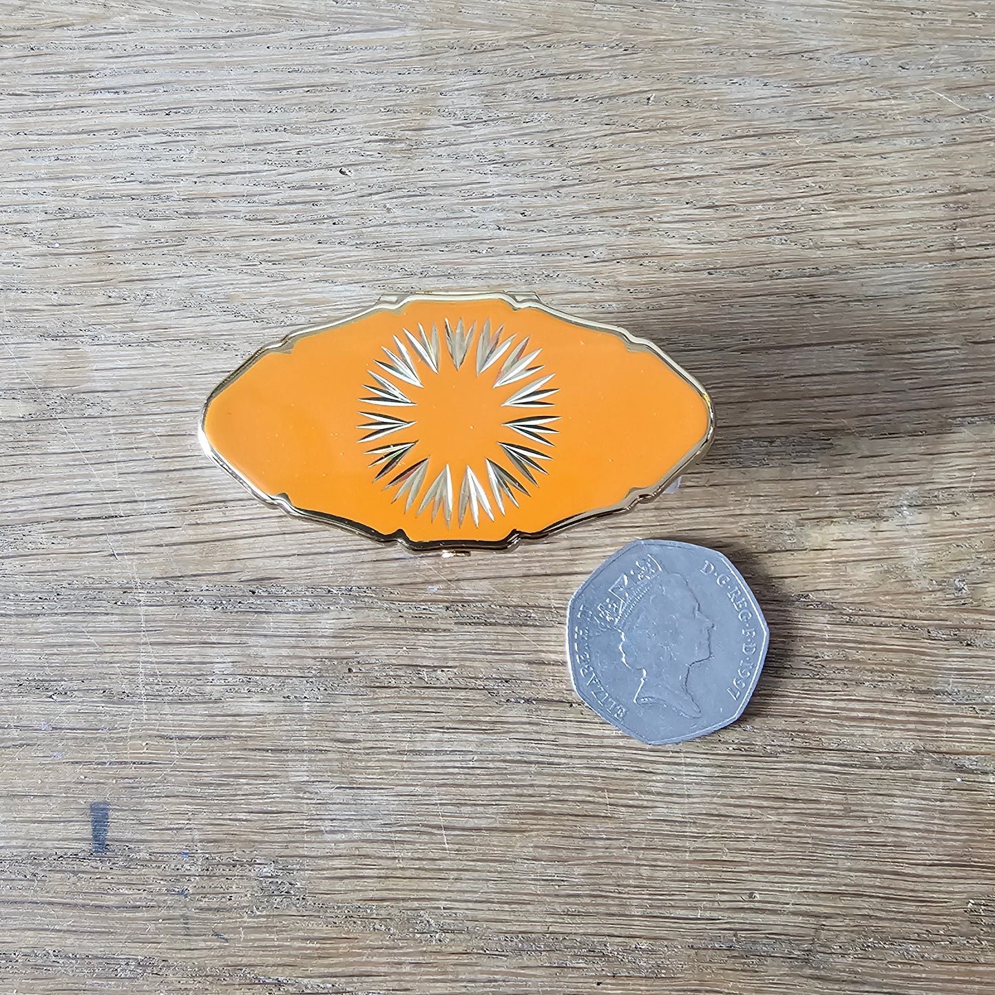 1960s Stratton tangerine/orange enamel compact & lipstick case duo