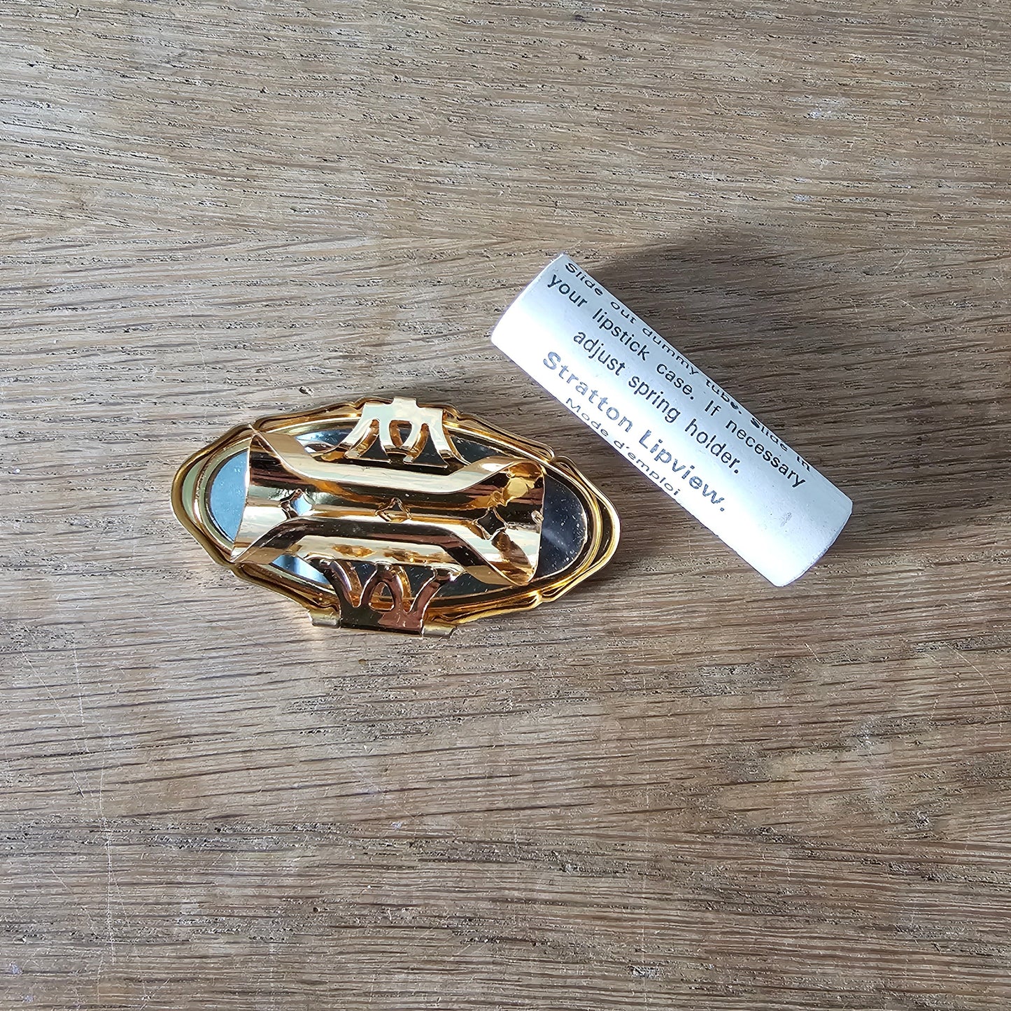 1960s Stratton tangerine/orange enamel compact & lipstick case duo