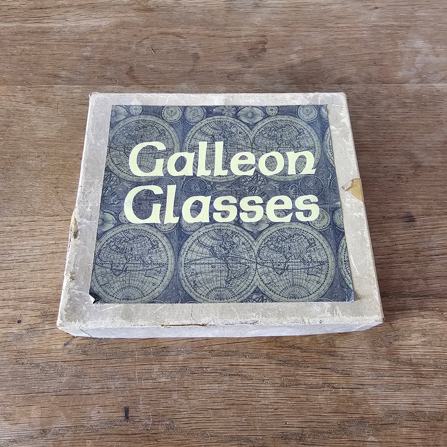Set of six 1960s “Galleon Glasses” shot glasses with original box