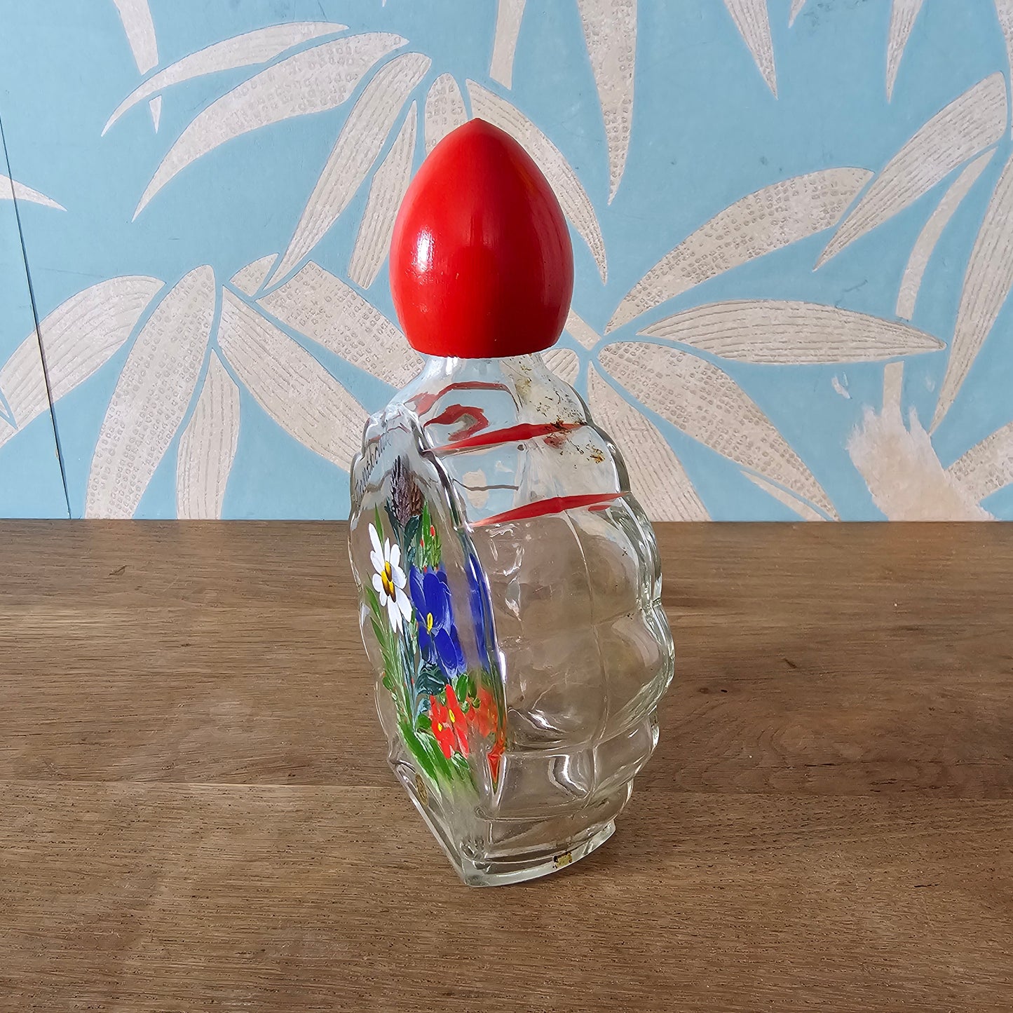 1960s/70s Innsbruck Austria hand-painted glass decanter set, original box
