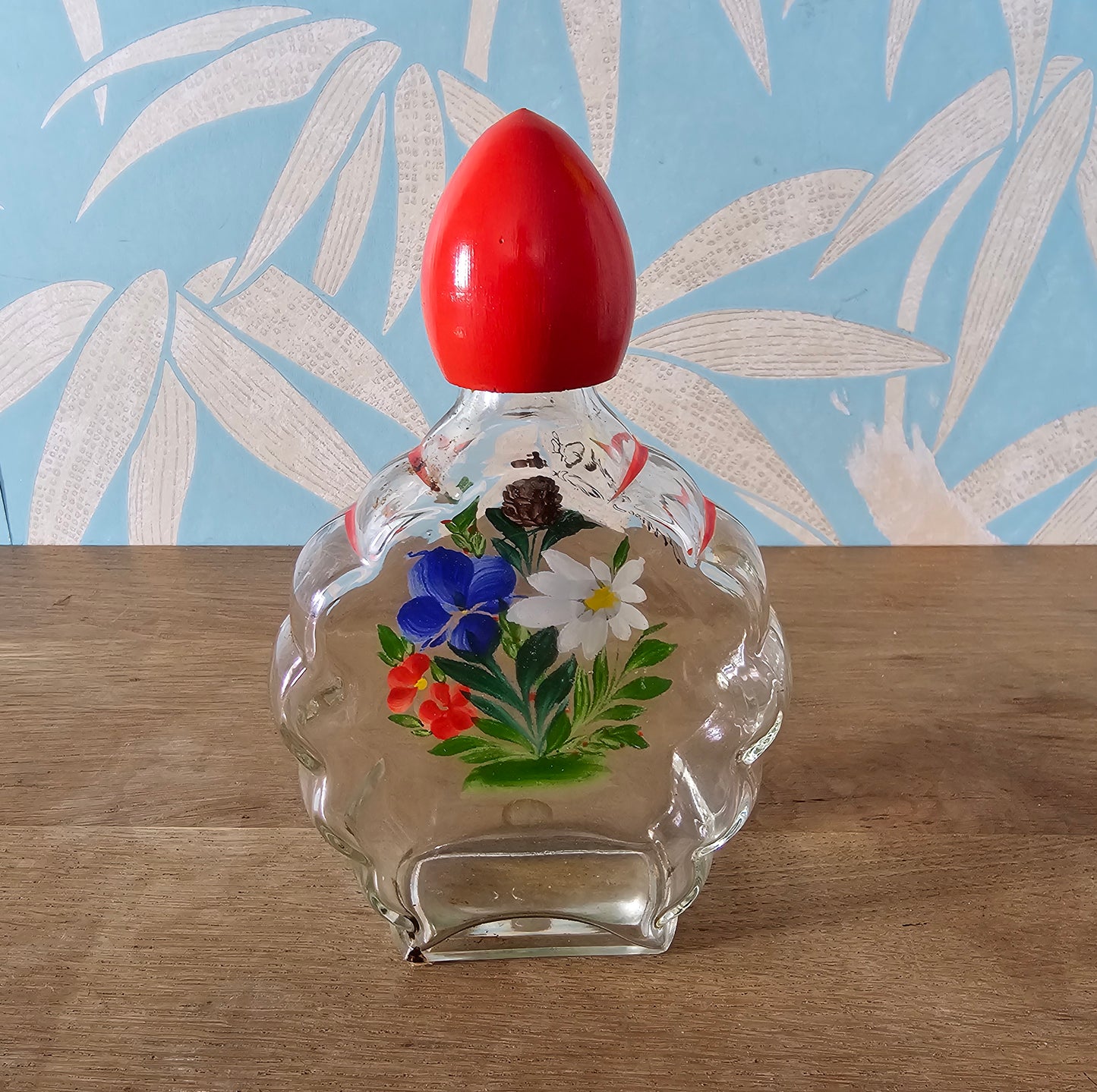 1960s/70s Innsbruck Austria hand-painted glass decanter set, original box