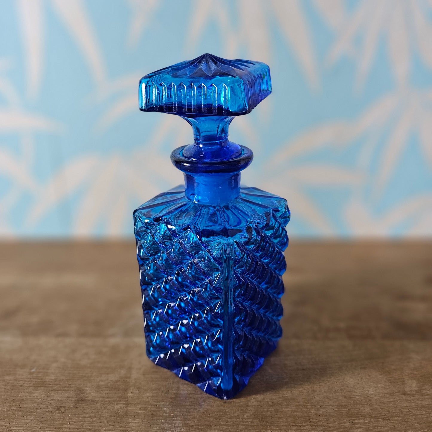 1960s/70s Empoli style cobalt blue Italian glass decanter