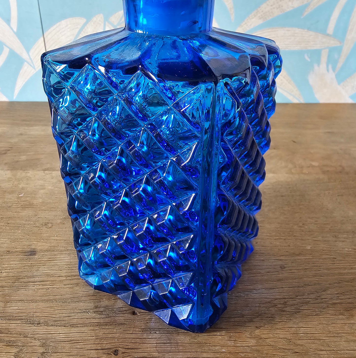 1960s/70s Empoli style cobalt blue Italian glass decanter