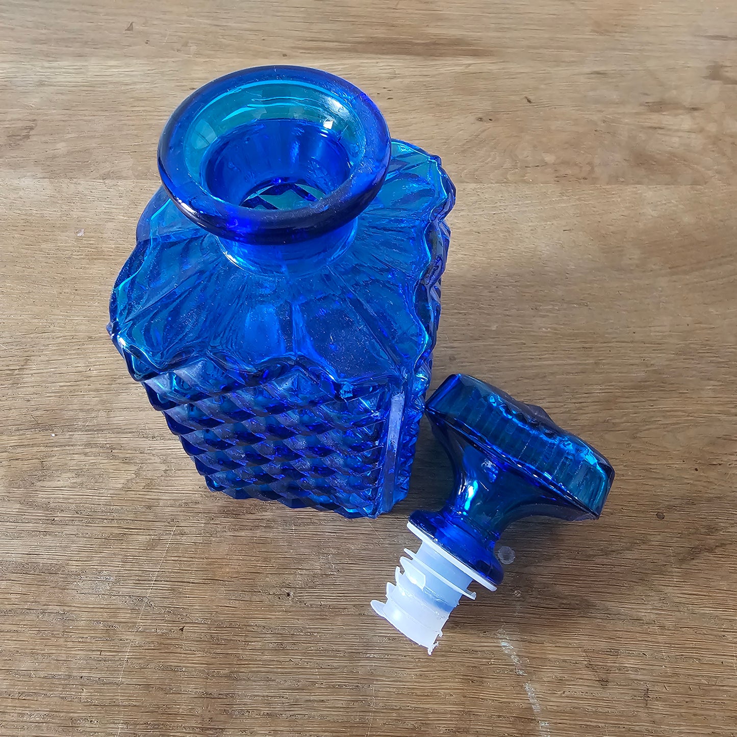 1960s/70s Empoli style cobalt blue Italian glass decanter