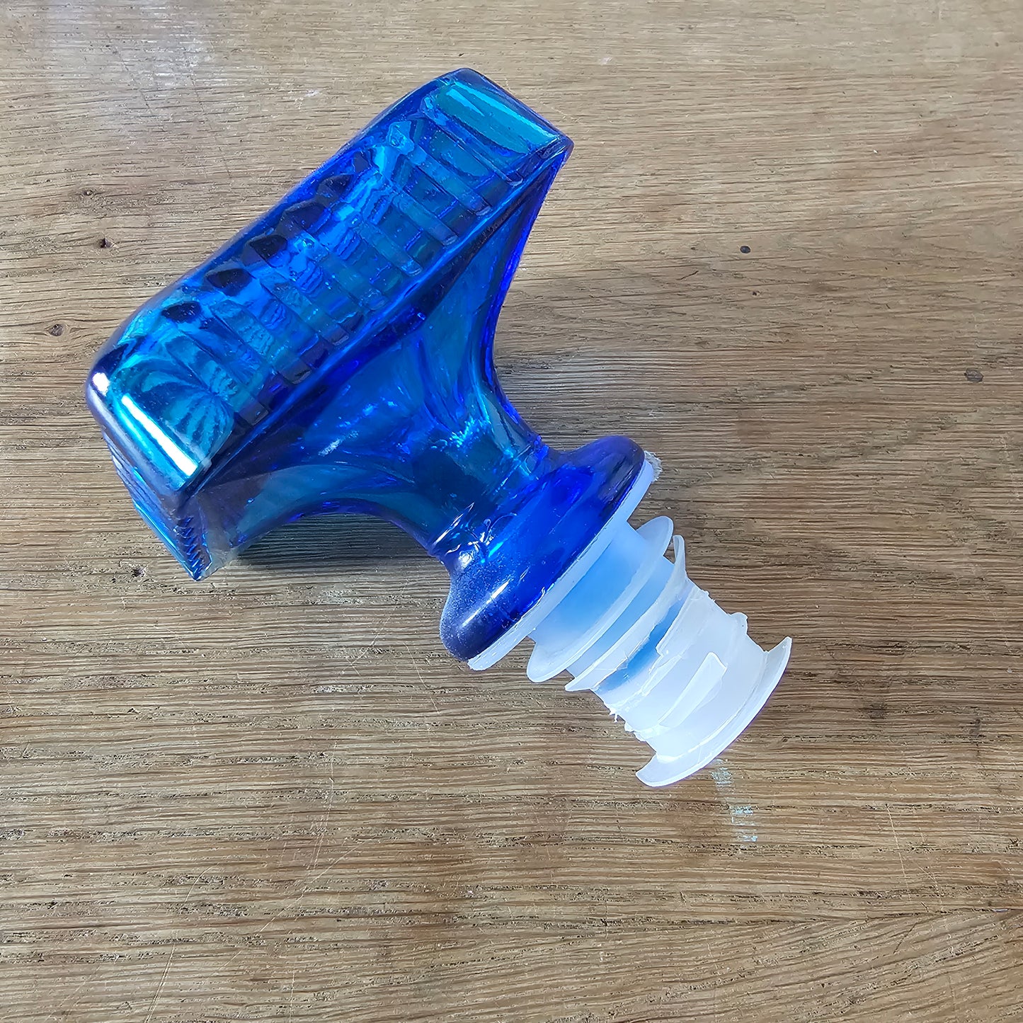 1960s/70s Empoli style cobalt blue Italian glass decanter