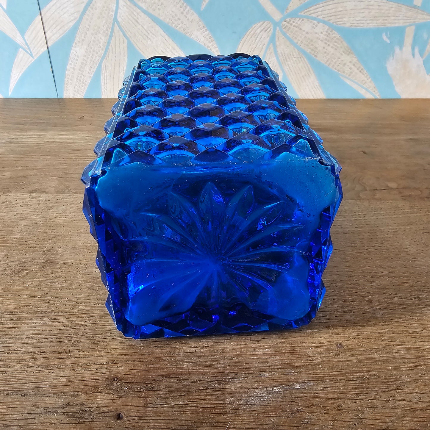 1960s/70s Empoli style cobalt blue Italian glass decanter