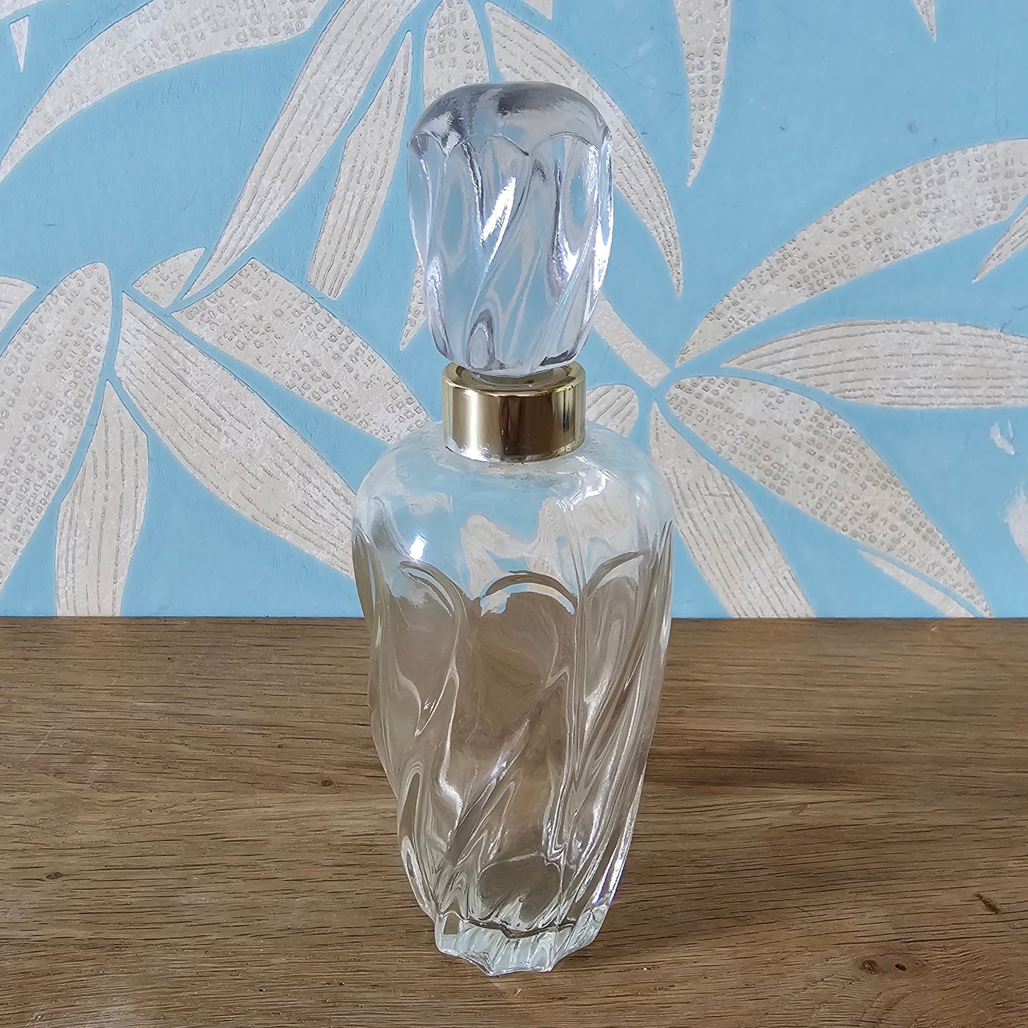 1970s/80s French clear swirl glass perfume bottle with stopper