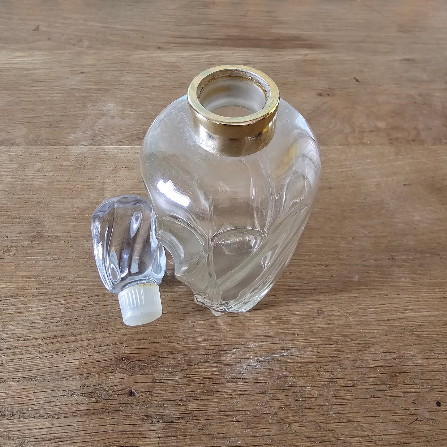 1970s/80s French clear swirl glass perfume bottle with stopper