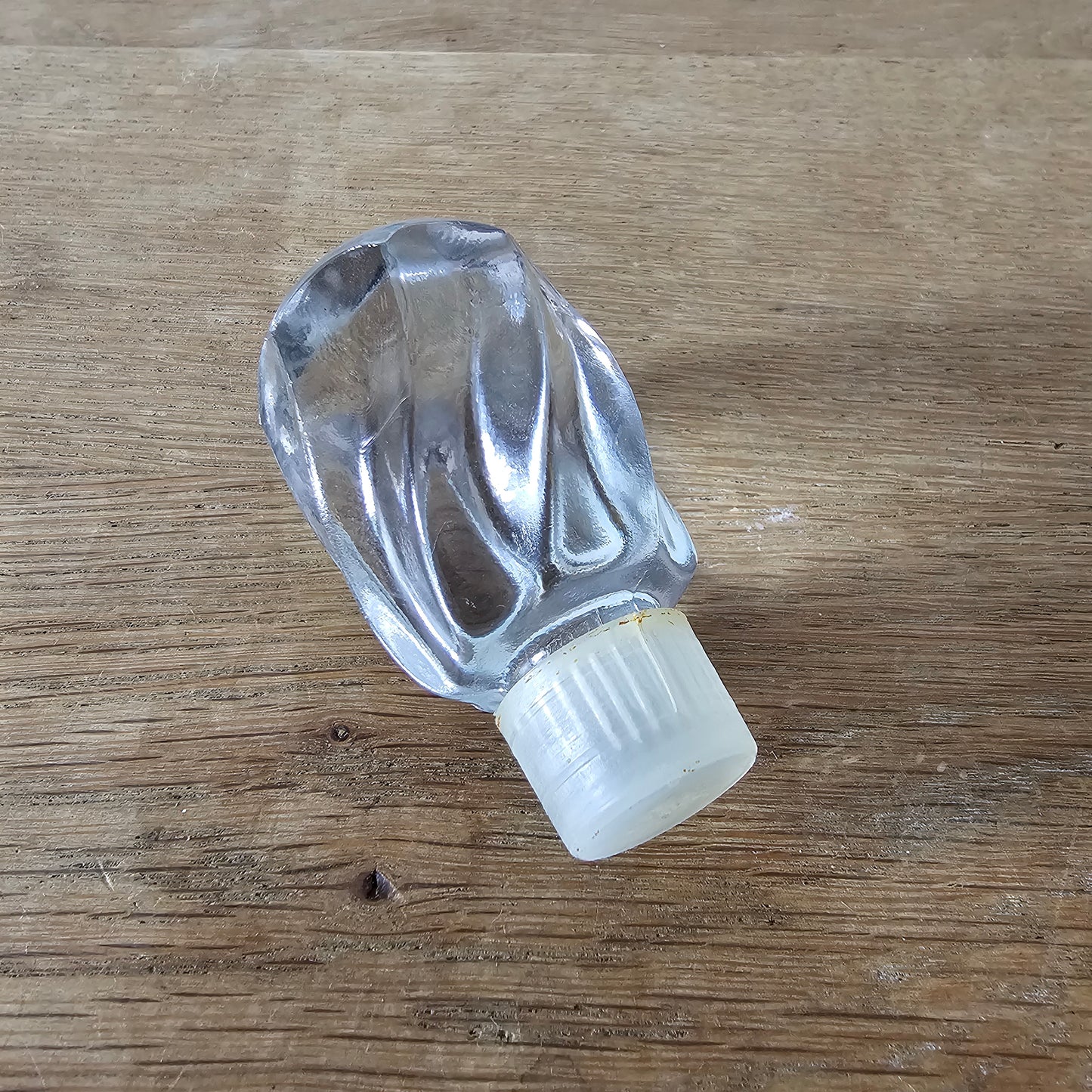 1970s/80s French clear swirl glass perfume bottle with stopper