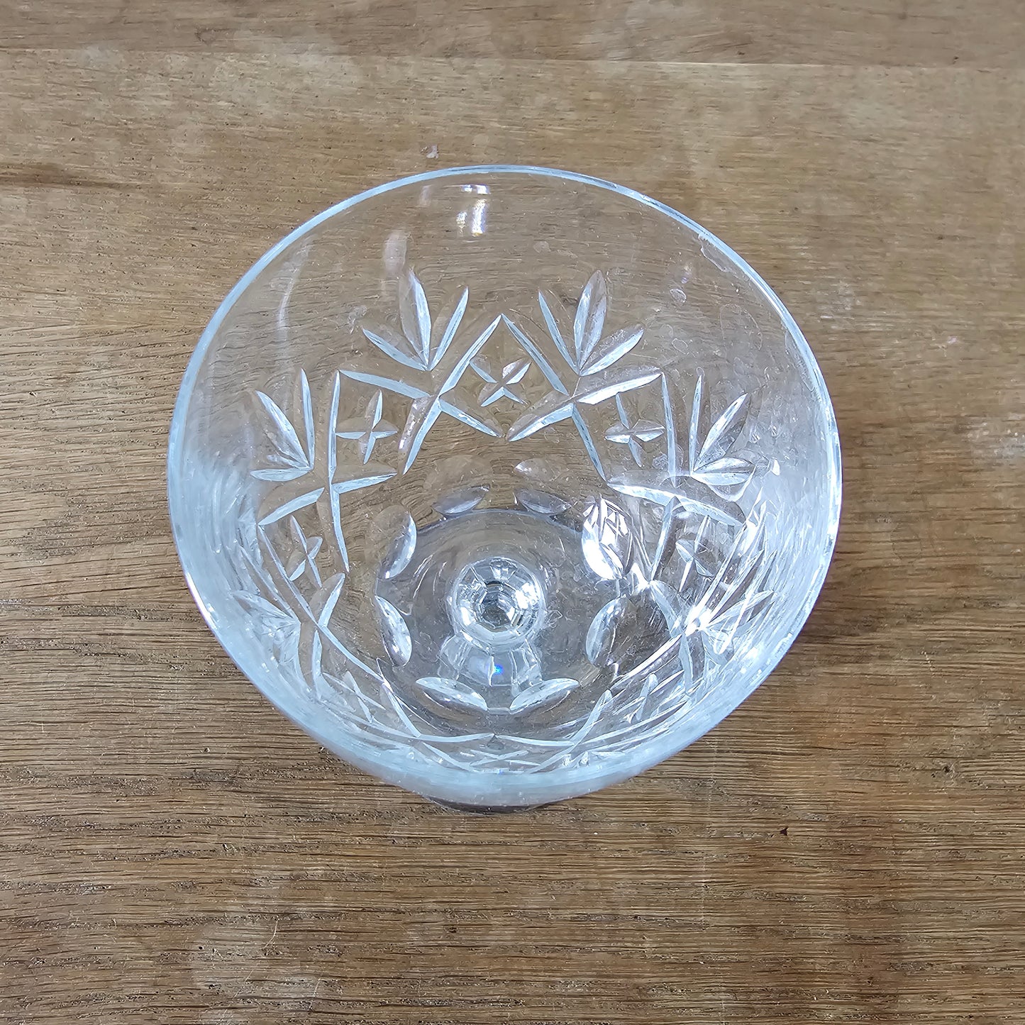 Set of seven 1990s cut crystal wine glasses
