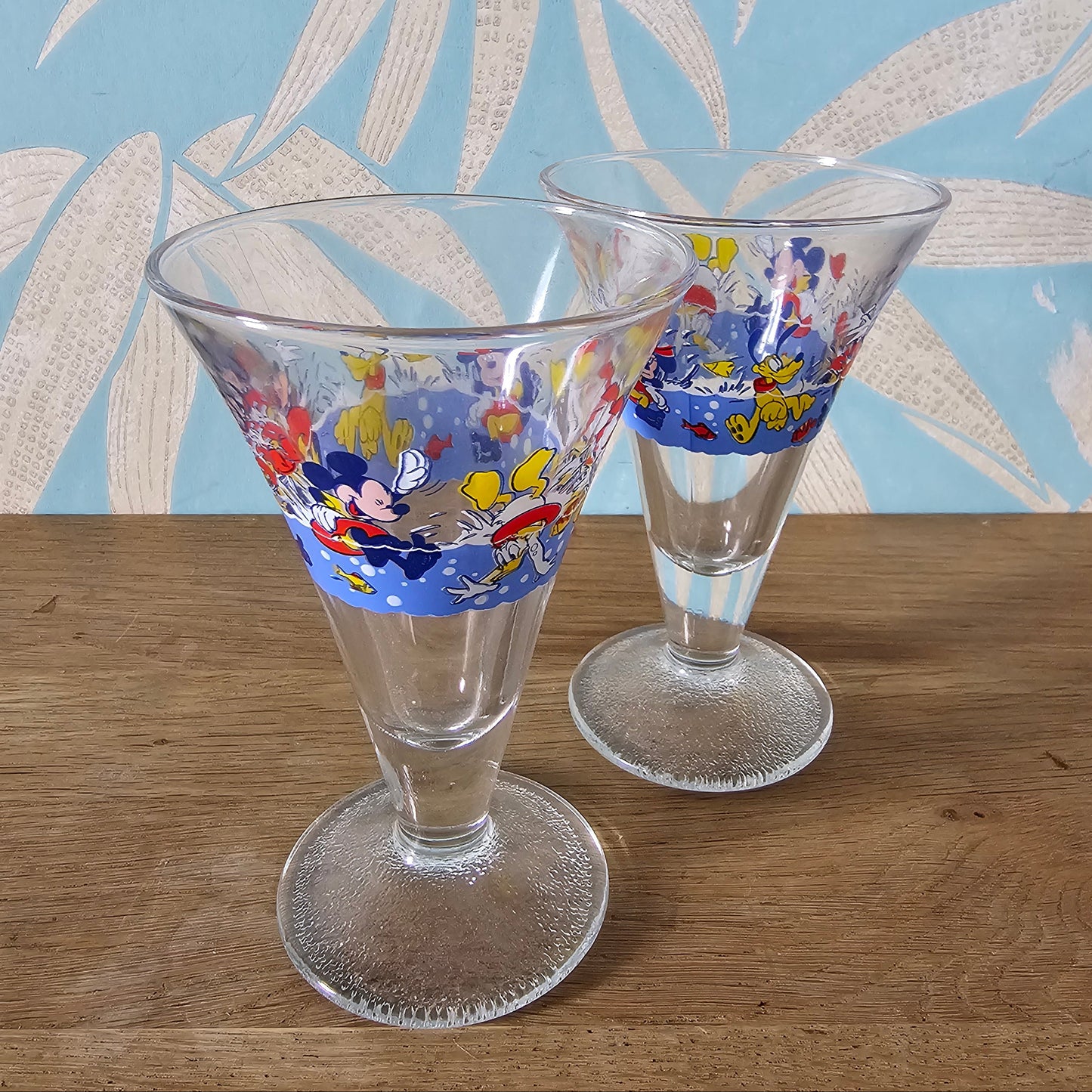 Pair of 1980s Disney character sundae glasses