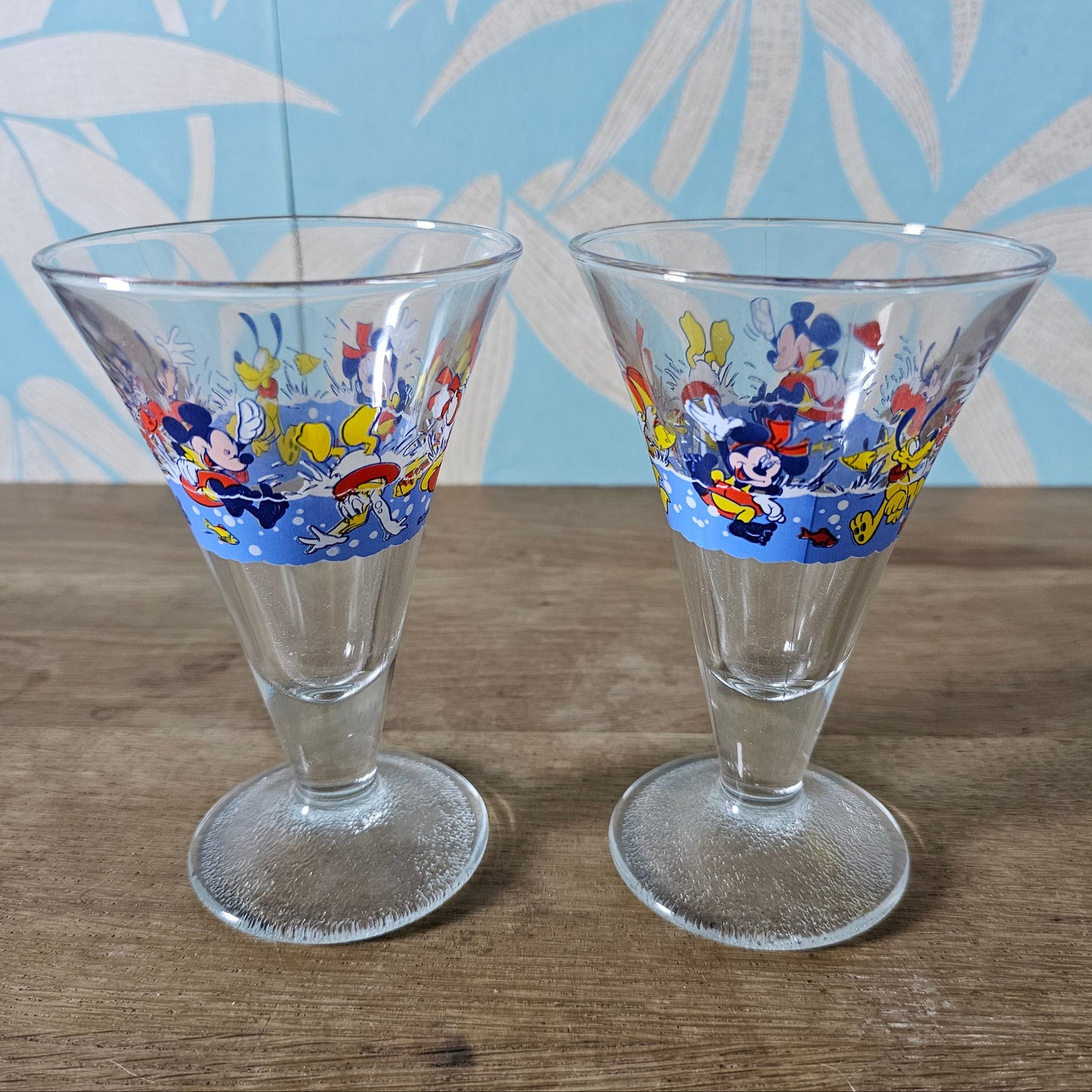 Pair of 1980s Disney character sundae glasses