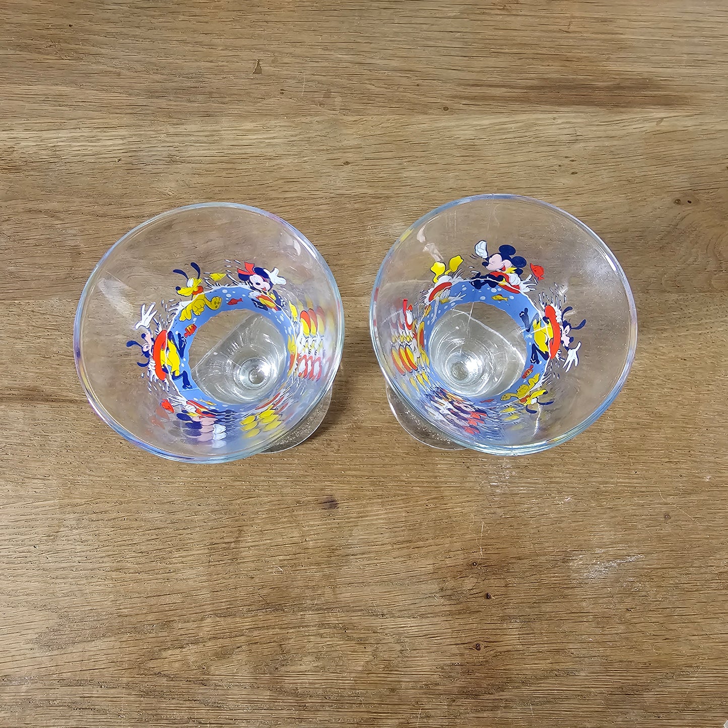 Pair of 1980s Disney character sundae glasses