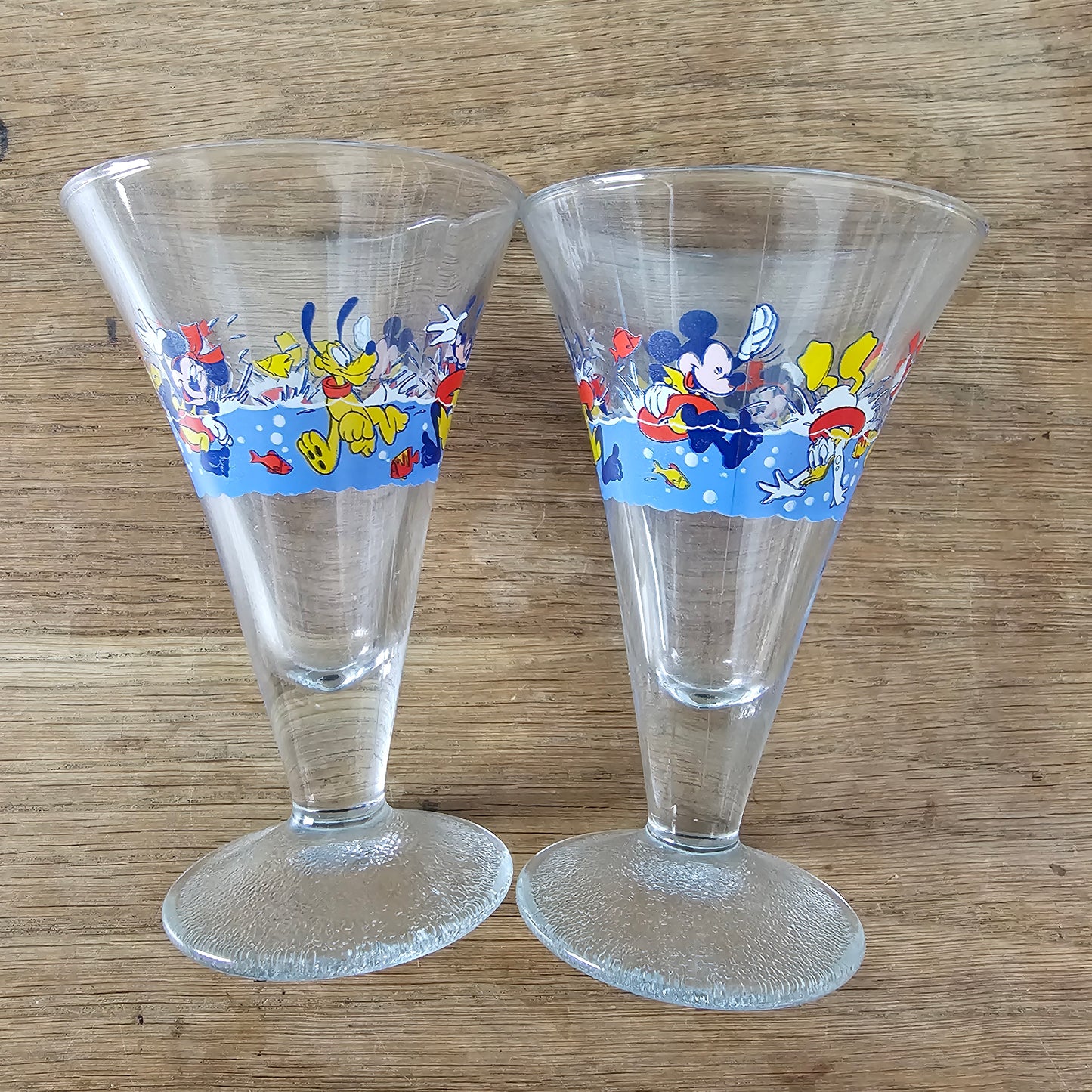 Pair of 1980s Disney character sundae glasses