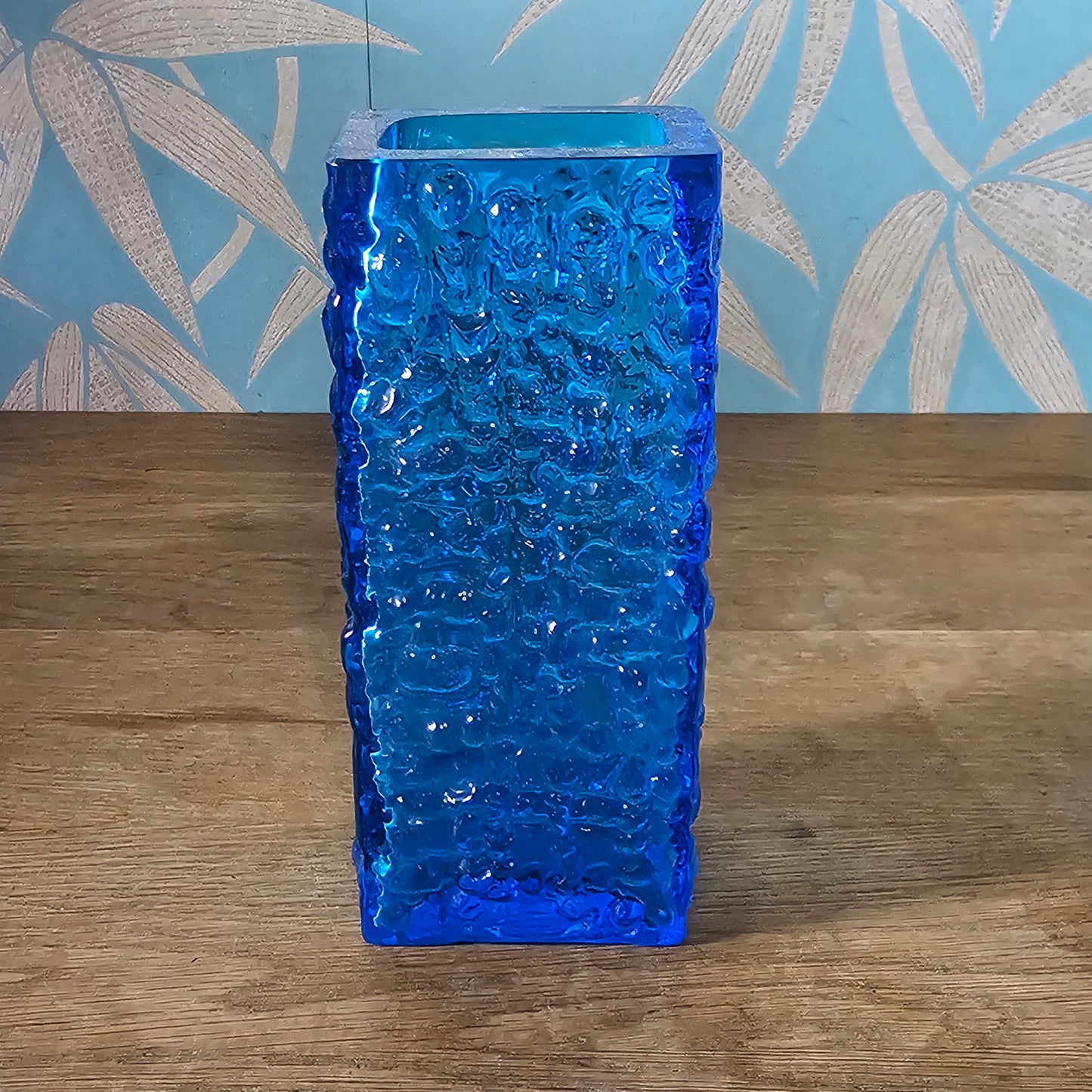1970s Davidson Brama 'Luna' cobalt blue glass bark vase