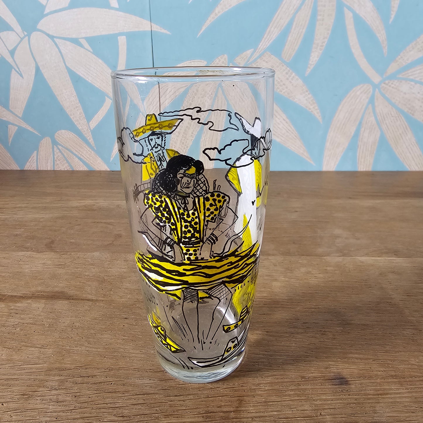 Set of five 1960s colourful flamenco dancer highballs