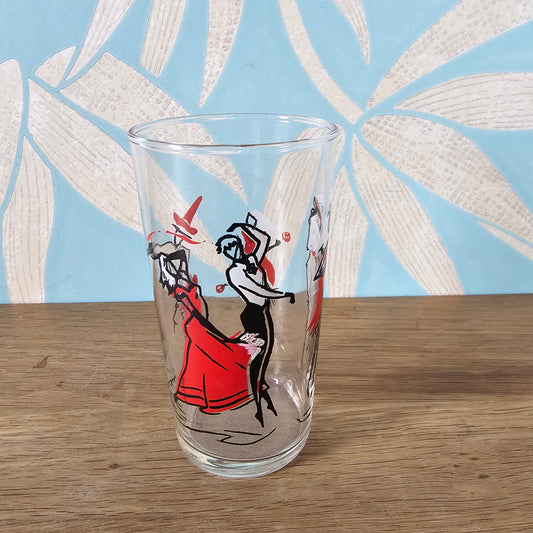 1950s continental dancers highball glass