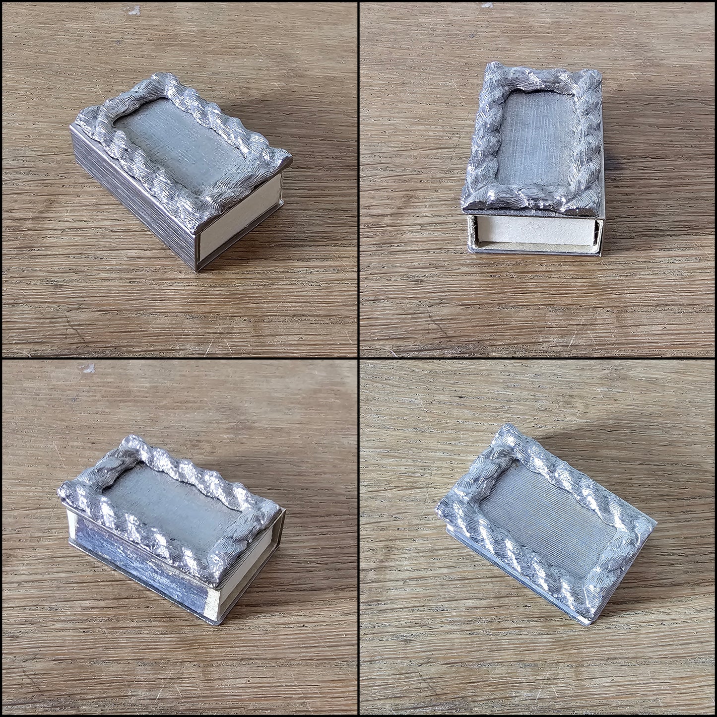circa. 1970s silver-tone miniature ashtray & match holder with original Swedish matchbox
