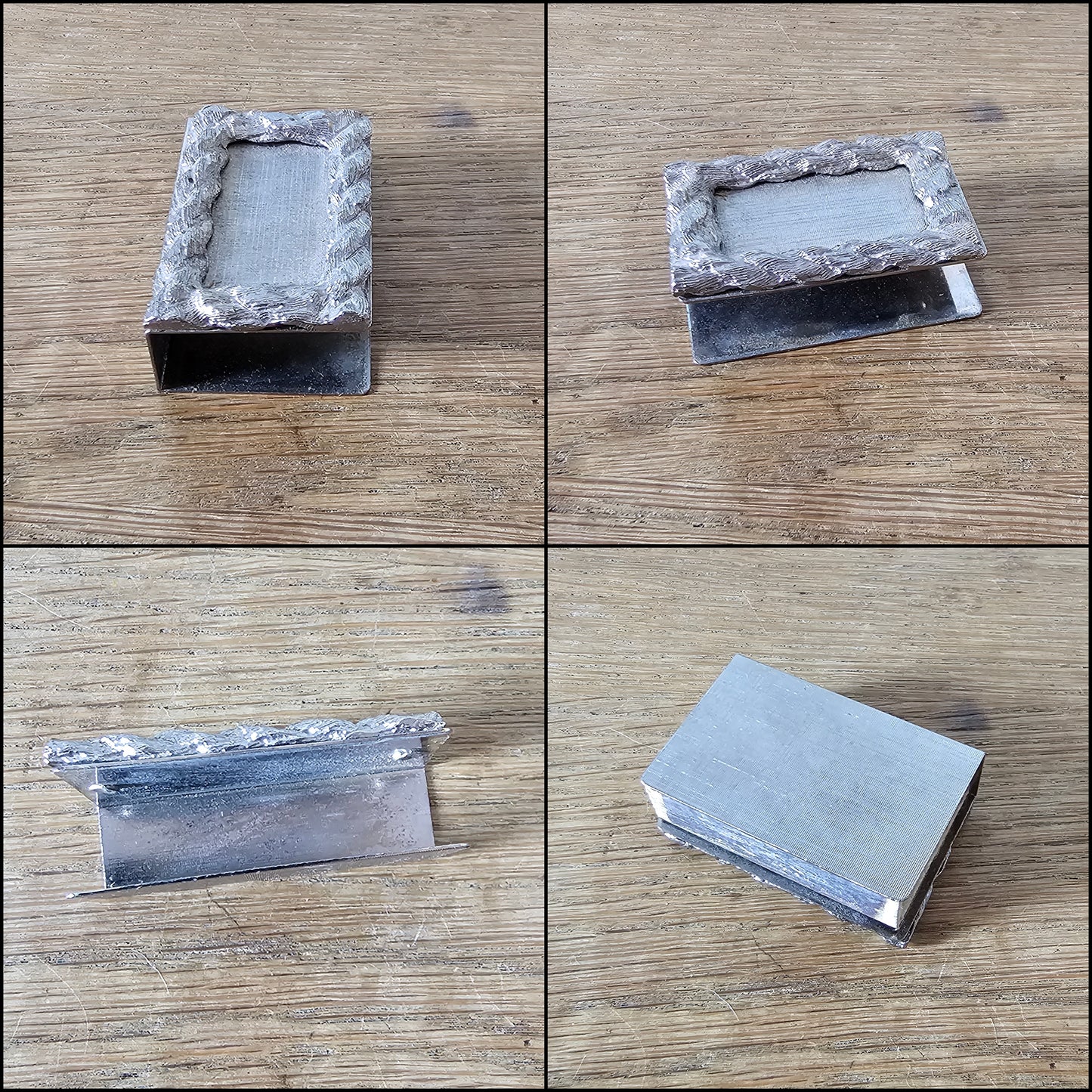 circa. 1970s silver-tone miniature ashtray & match holder with original Swedish matchbox
