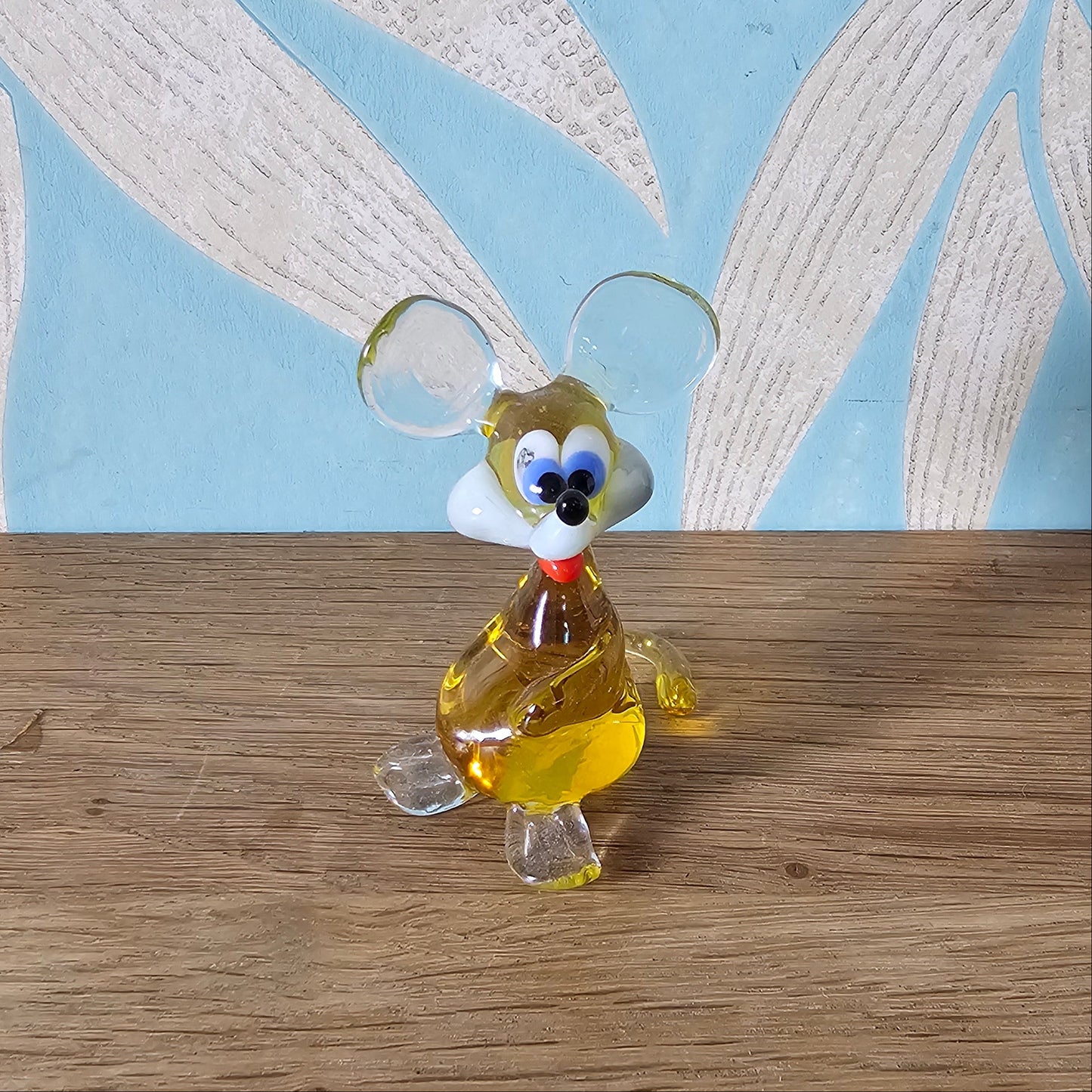 1970s Murano-style amber art glass mouse figurine