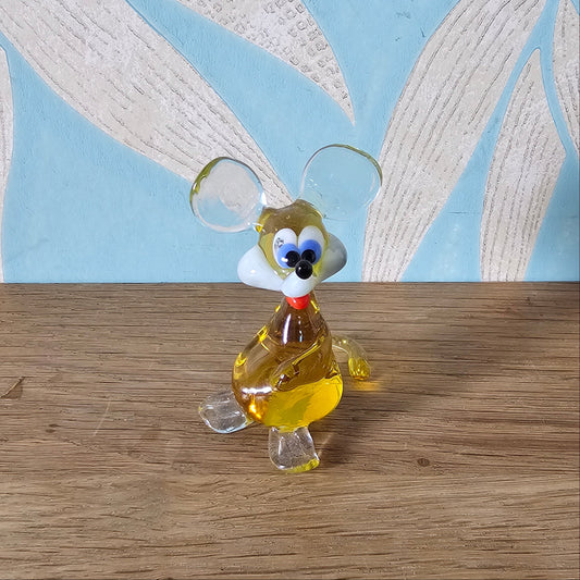 1970s Murano-style amber art glass mouse figurine