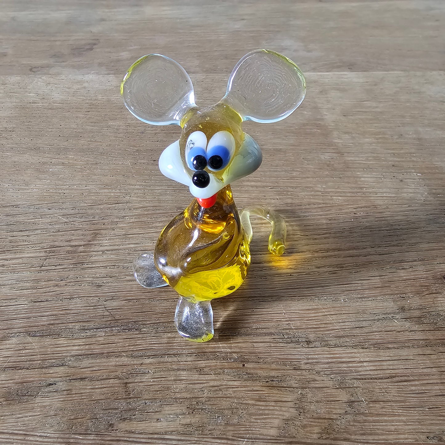 1970s Murano-style amber art glass mouse figurine