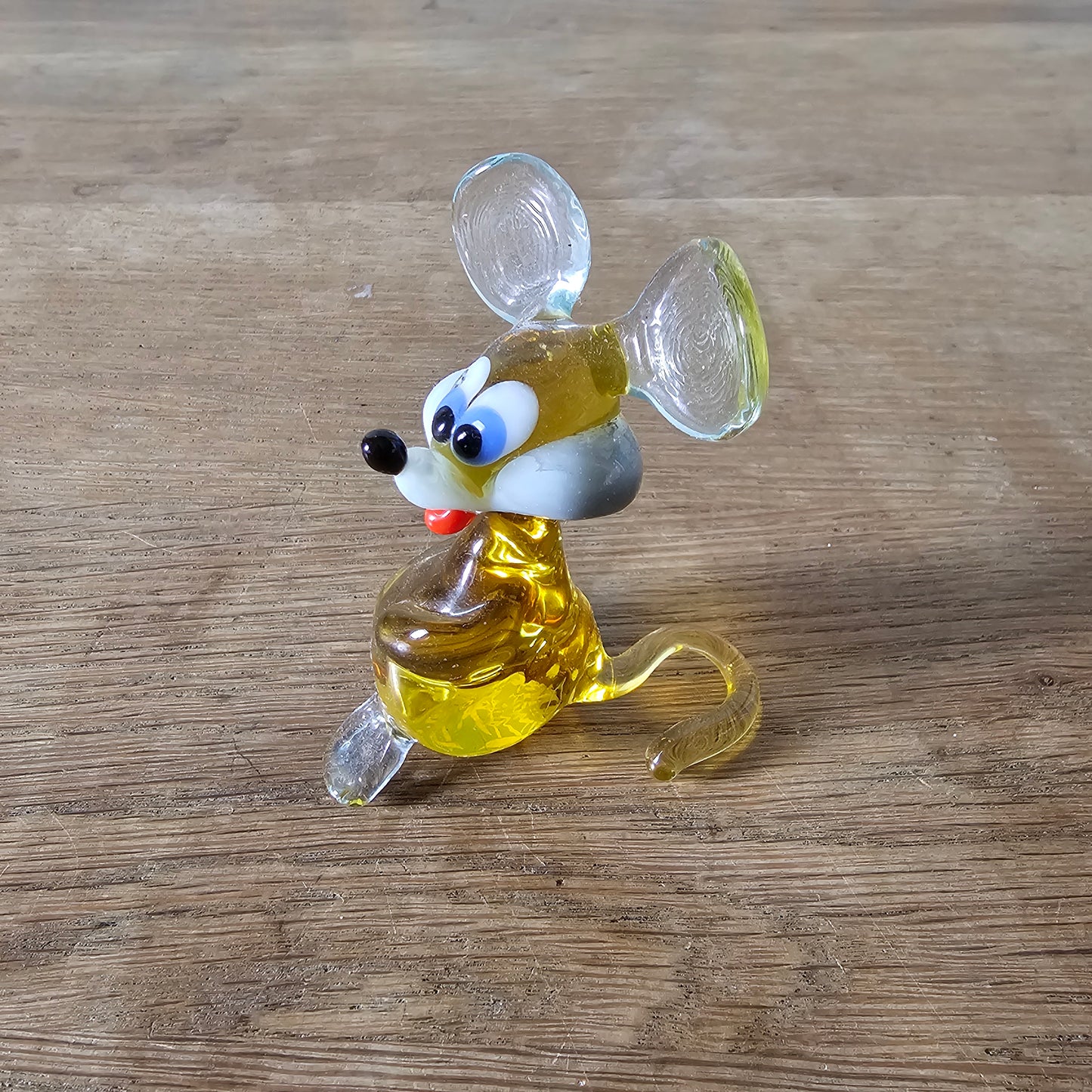 1970s Murano-style amber art glass mouse figurine