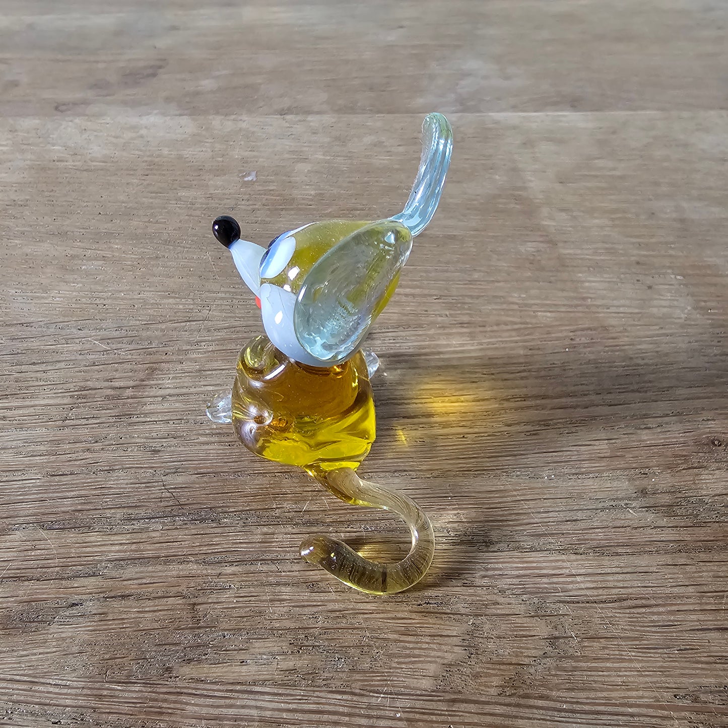 1970s Murano-style amber art glass mouse figurine