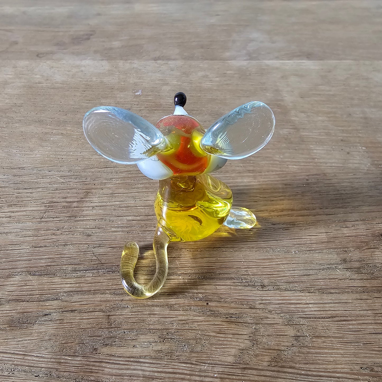1970s Murano-style amber art glass mouse figurine