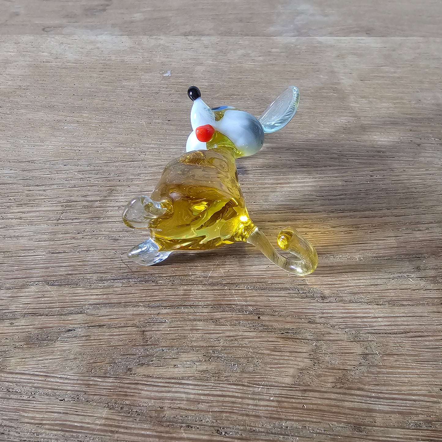 1970s Murano-style amber art glass mouse figurine
