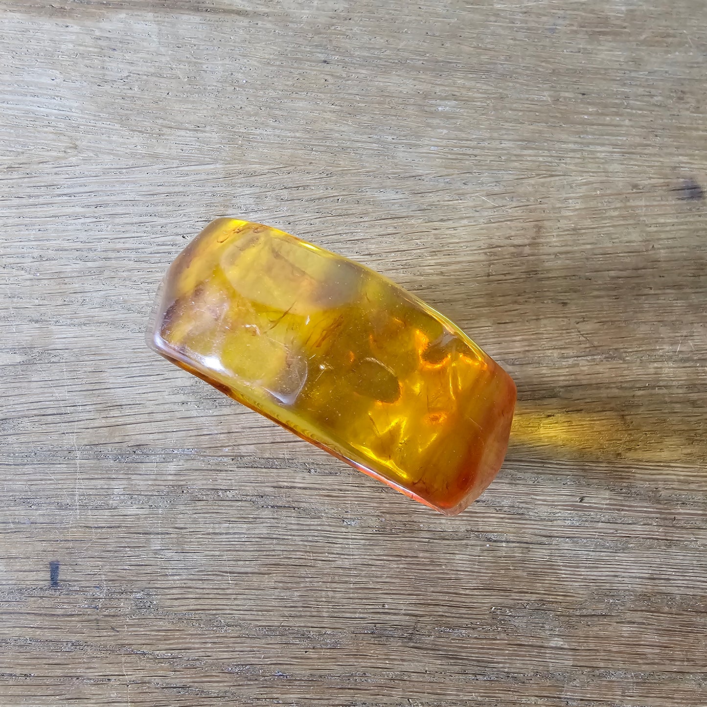 1970s amber-effect lucite resin chunky faceted bangle
