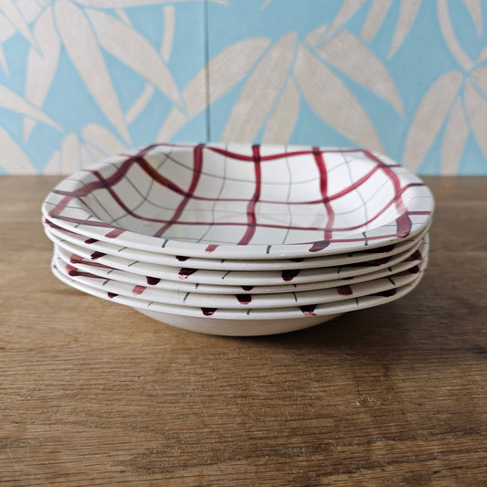 Set of six 1950s Midwinter "Home Weave" bowls by Jessie Tait