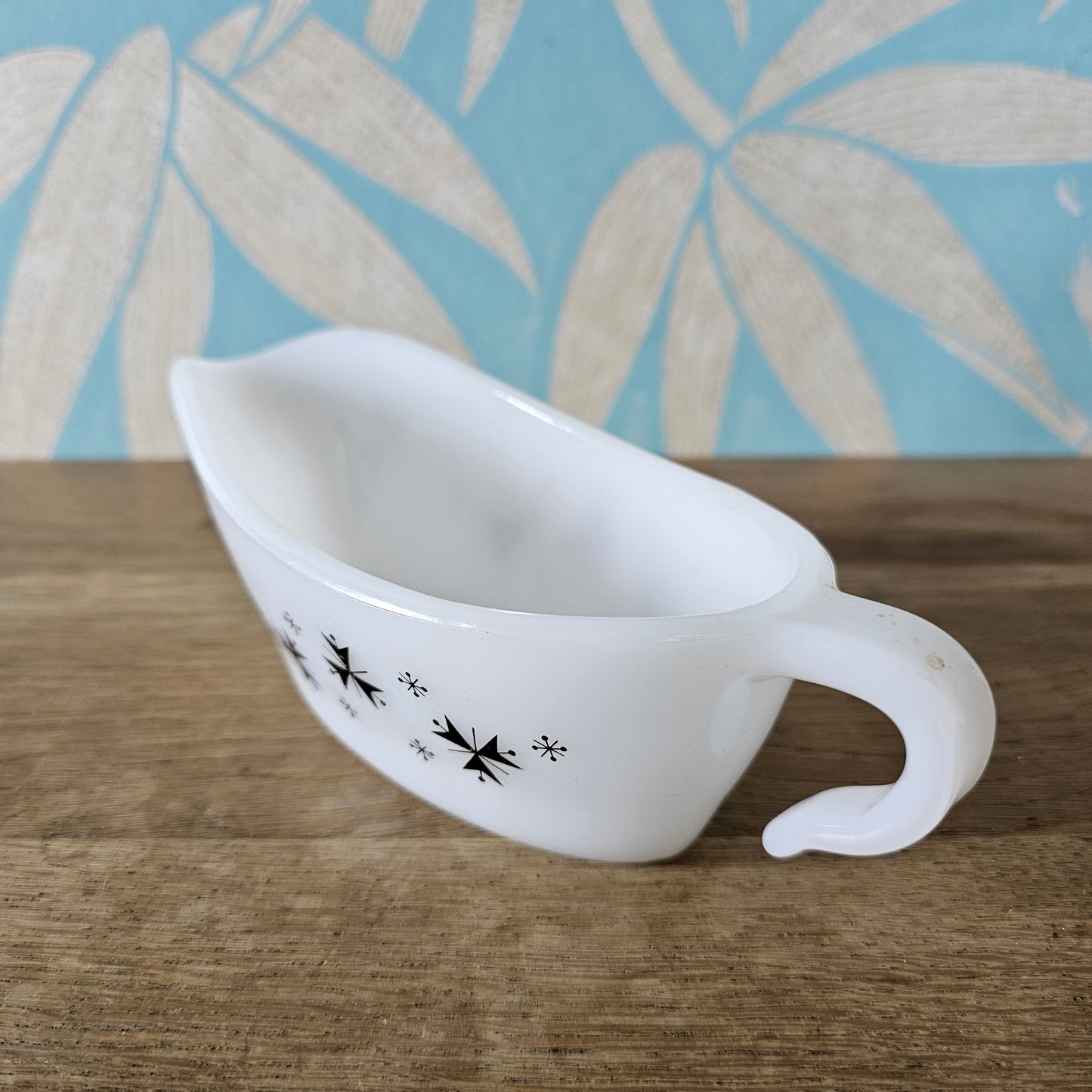 1960s Phoenix Opalware atomic starburst gravy boat