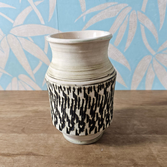 1970s Tony Bristow studio pottery abstract sgraffiti vase, signed
