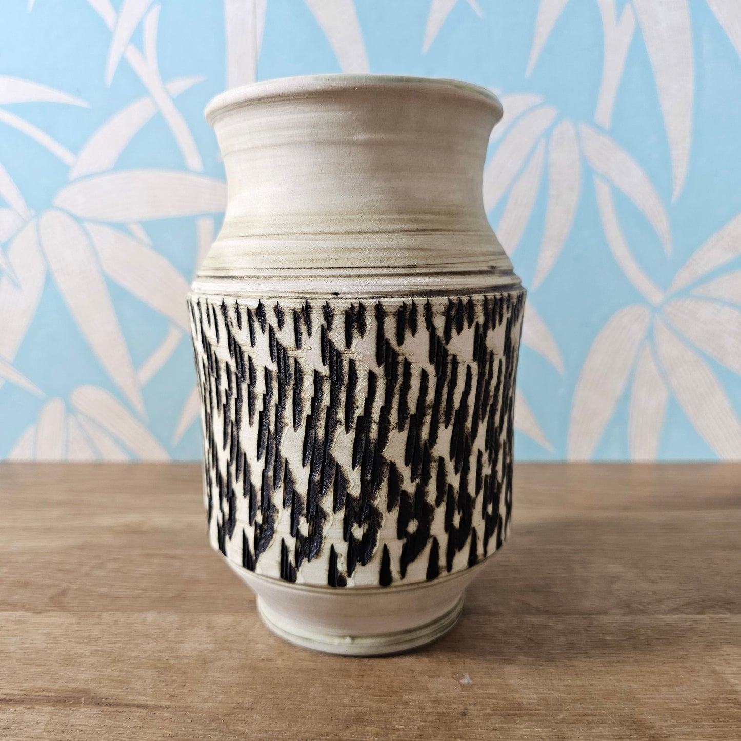 1970s Tony Bristow studio pottery abstract sgraffiti vase, signed