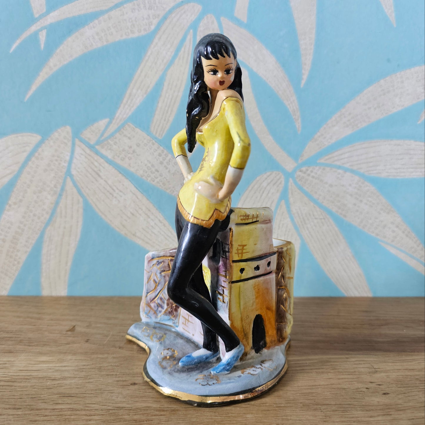1950s Treviso Italy beatnik lady figurine planter