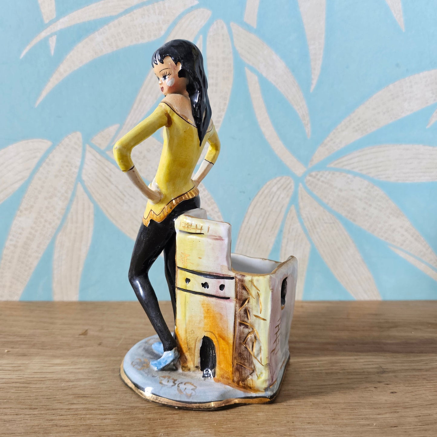 1950s Treviso Italy beatnik lady figurine planter