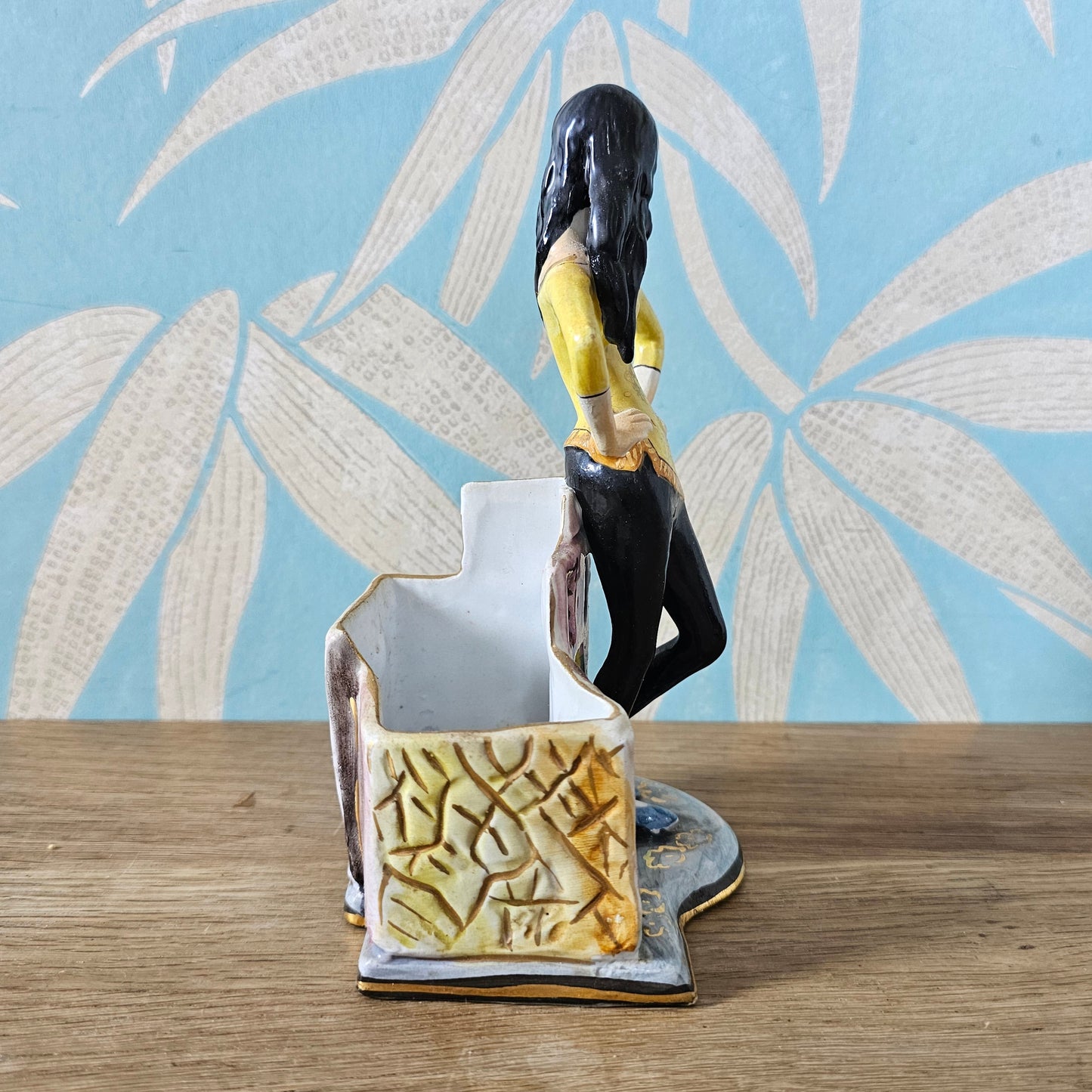 1950s Treviso Italy beatnik lady figurine planter