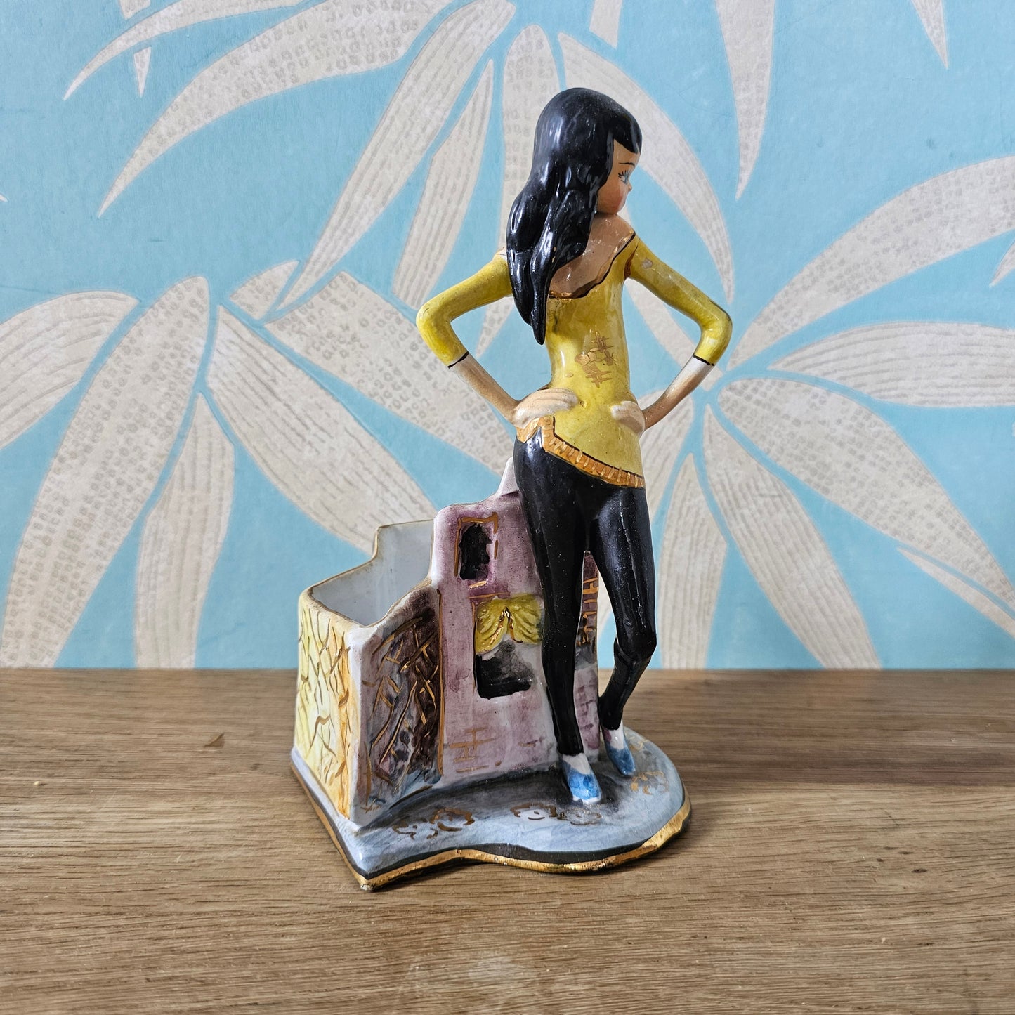 1950s Treviso Italy beatnik lady figurine planter