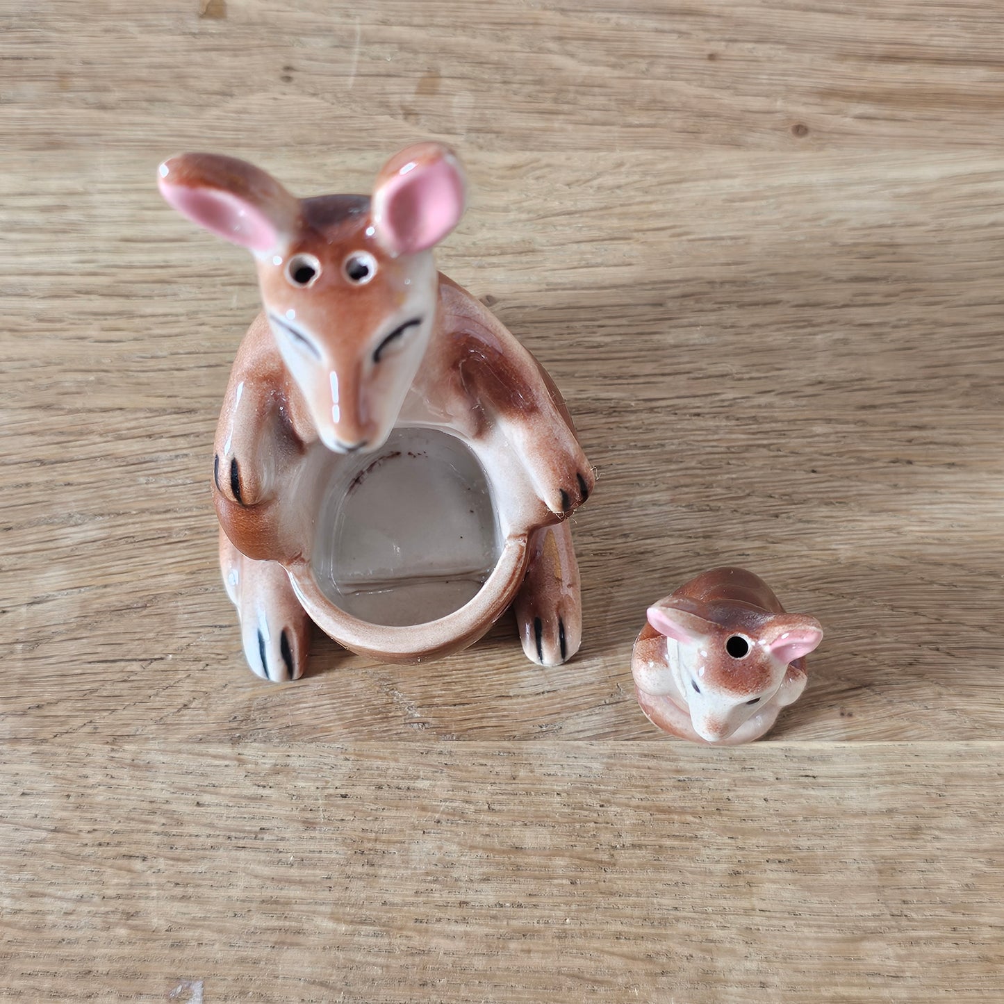 1950s Japanese ceramic kangaroo & joey salt and pepper set