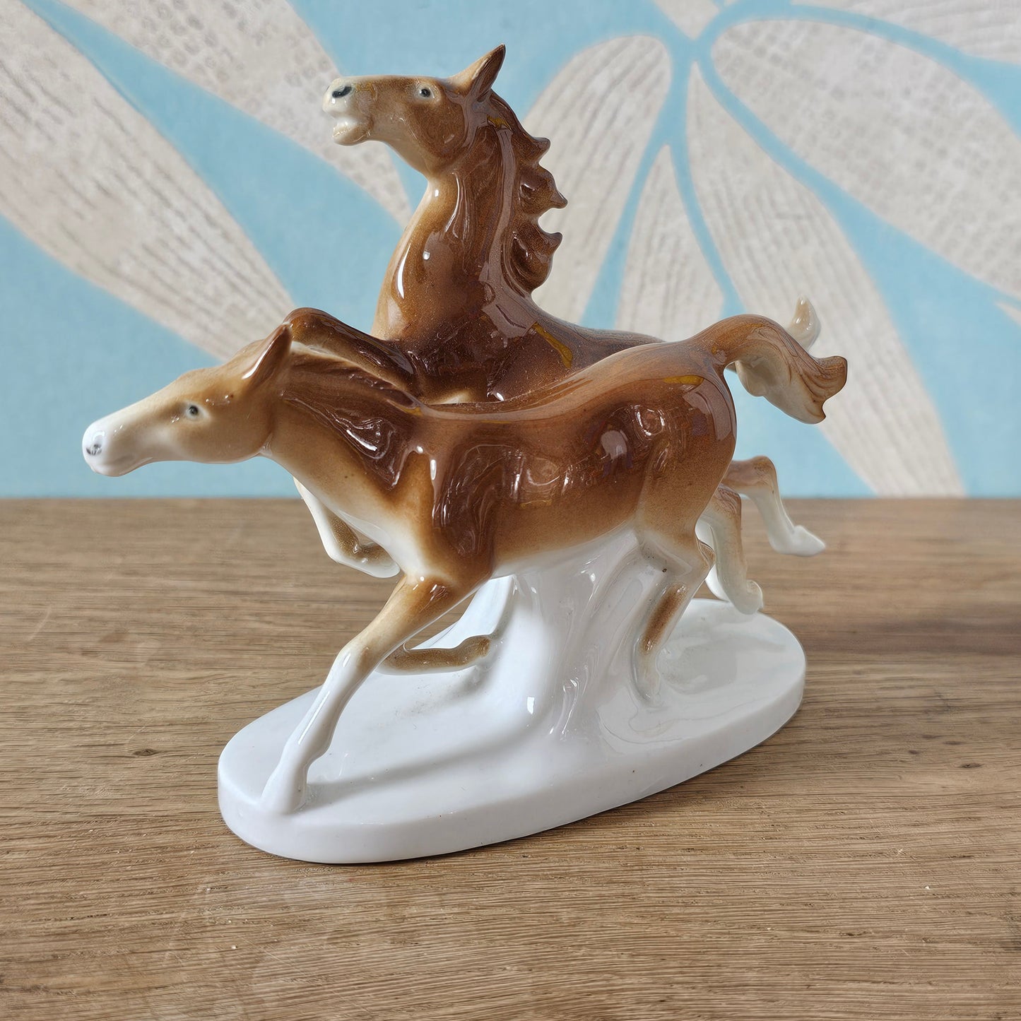 circa. 1950 Carl Scheidig Gräfenthal porcelain galloping horses figurine