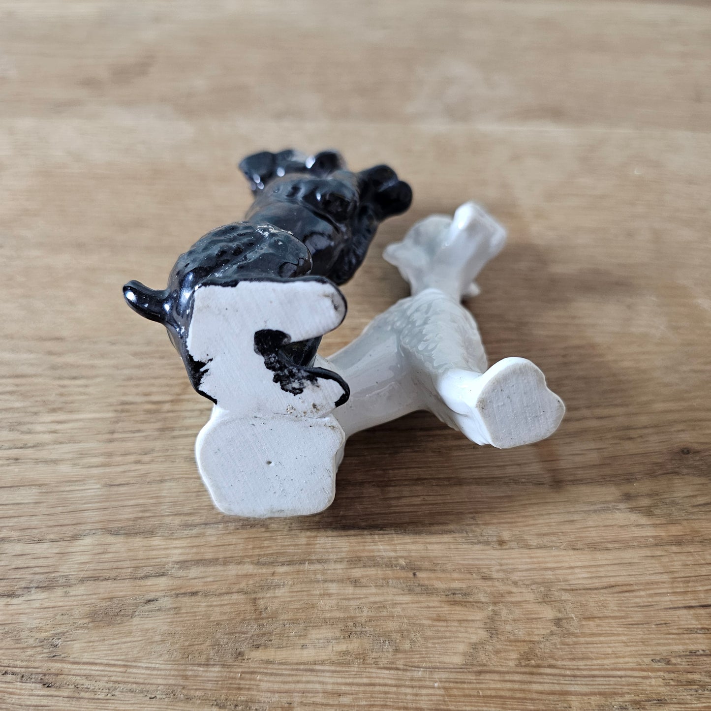 1950s ceramic black & white poodle duo figurine