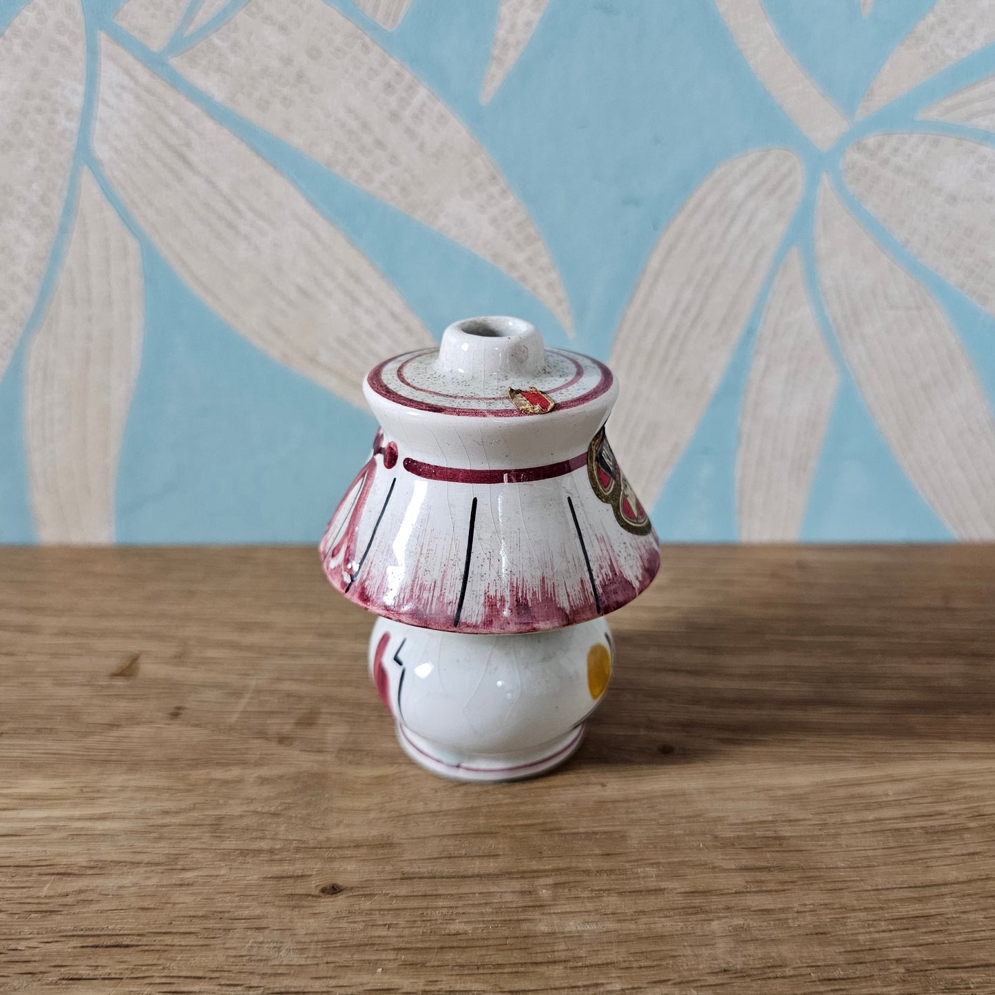 circa. 1950s Rynbende Holland Cherry Brandy ceramic lamp-shaped miniature bottle