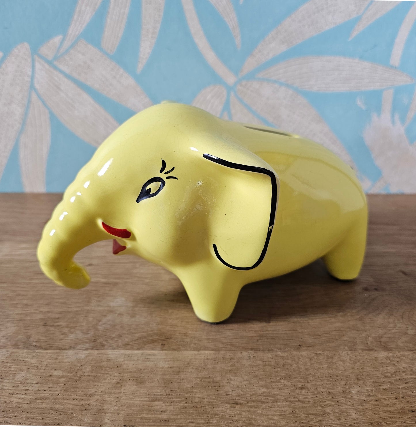 1960s/70s Arthur Wood yellow ceramic elephant money box